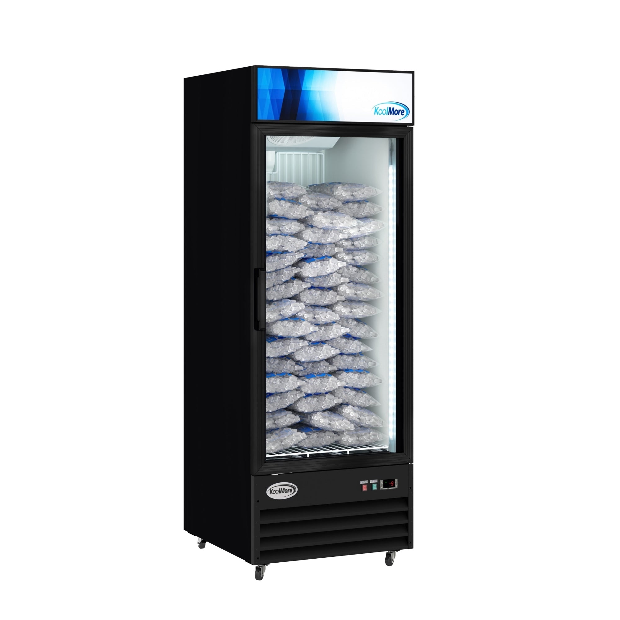 31 in. 25 cu. ft. Commercial Indoor Glass-Door Ice Merchandiser Freezer in Black