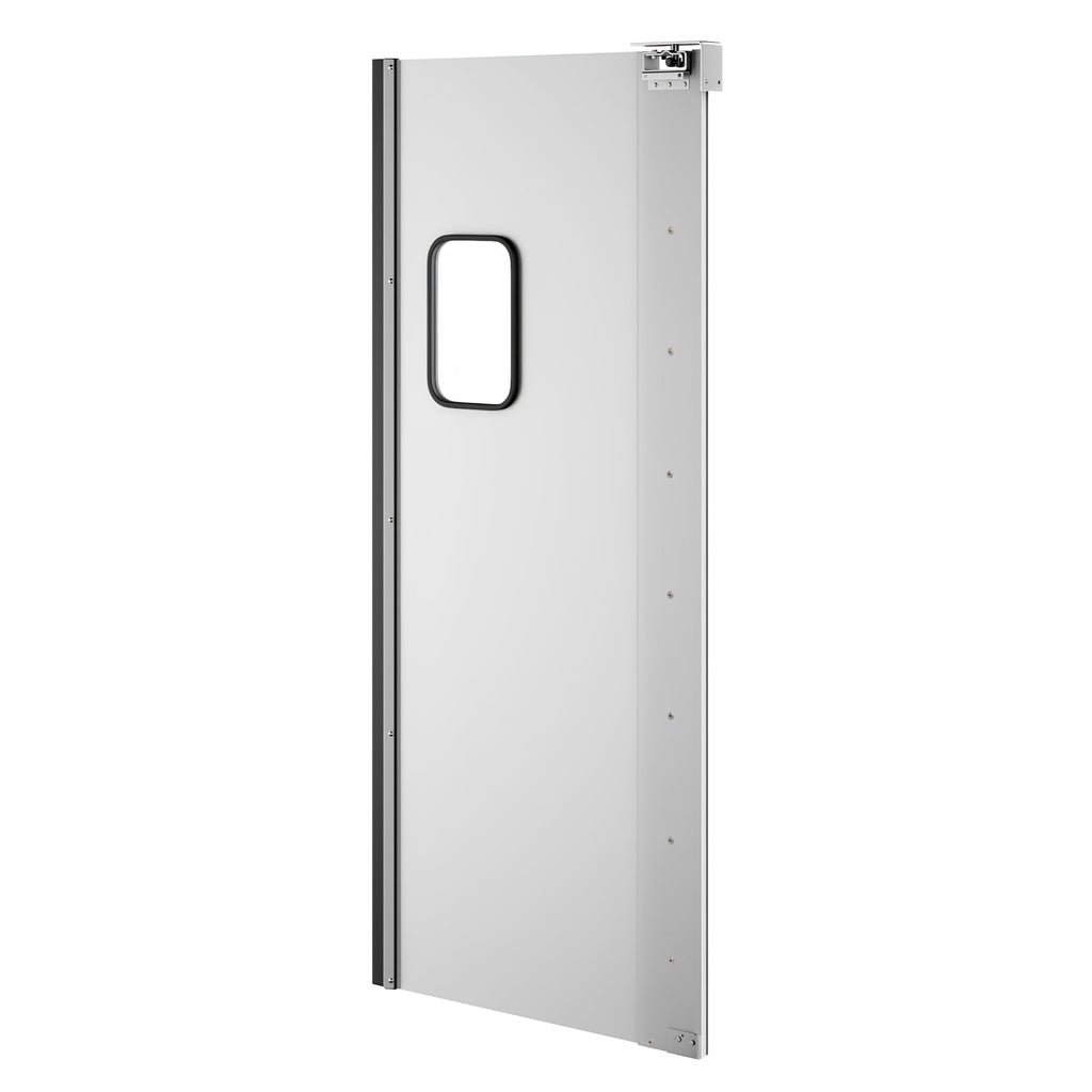 Commercial Single Aluminum Swinging Traffic Door with 9 In. x 14 In. Window - 30 In. x 84 In. Door Opening