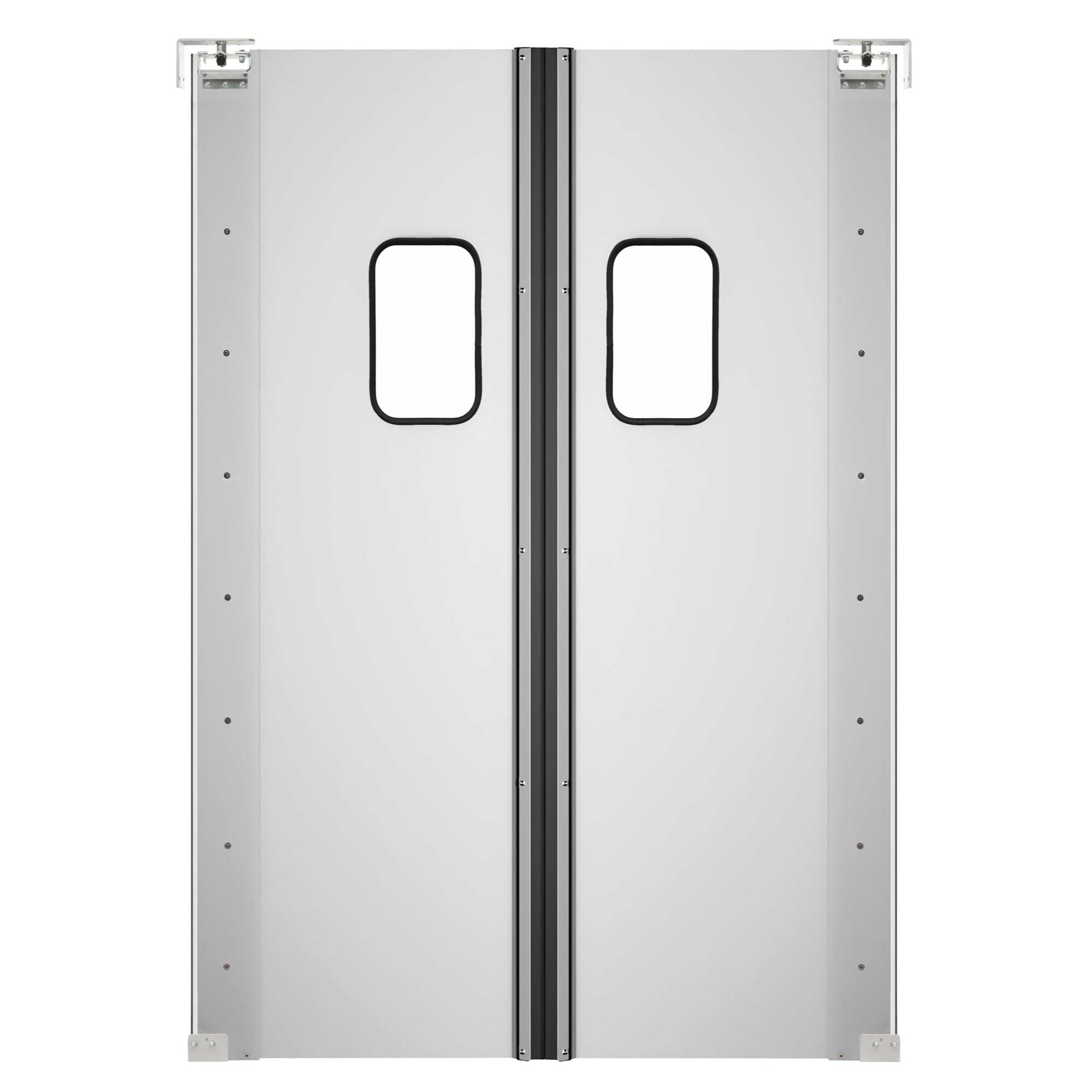 Double Aluminum Swinging Traffic Door with 9 In. x 14 In. Window - 60 In. x 84 In. Door Opening