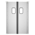 Commercial Double Aluminum Swinging Traffic Door with 9 In. x 14 In. Window - 72 In. x  84 In. Door Opening