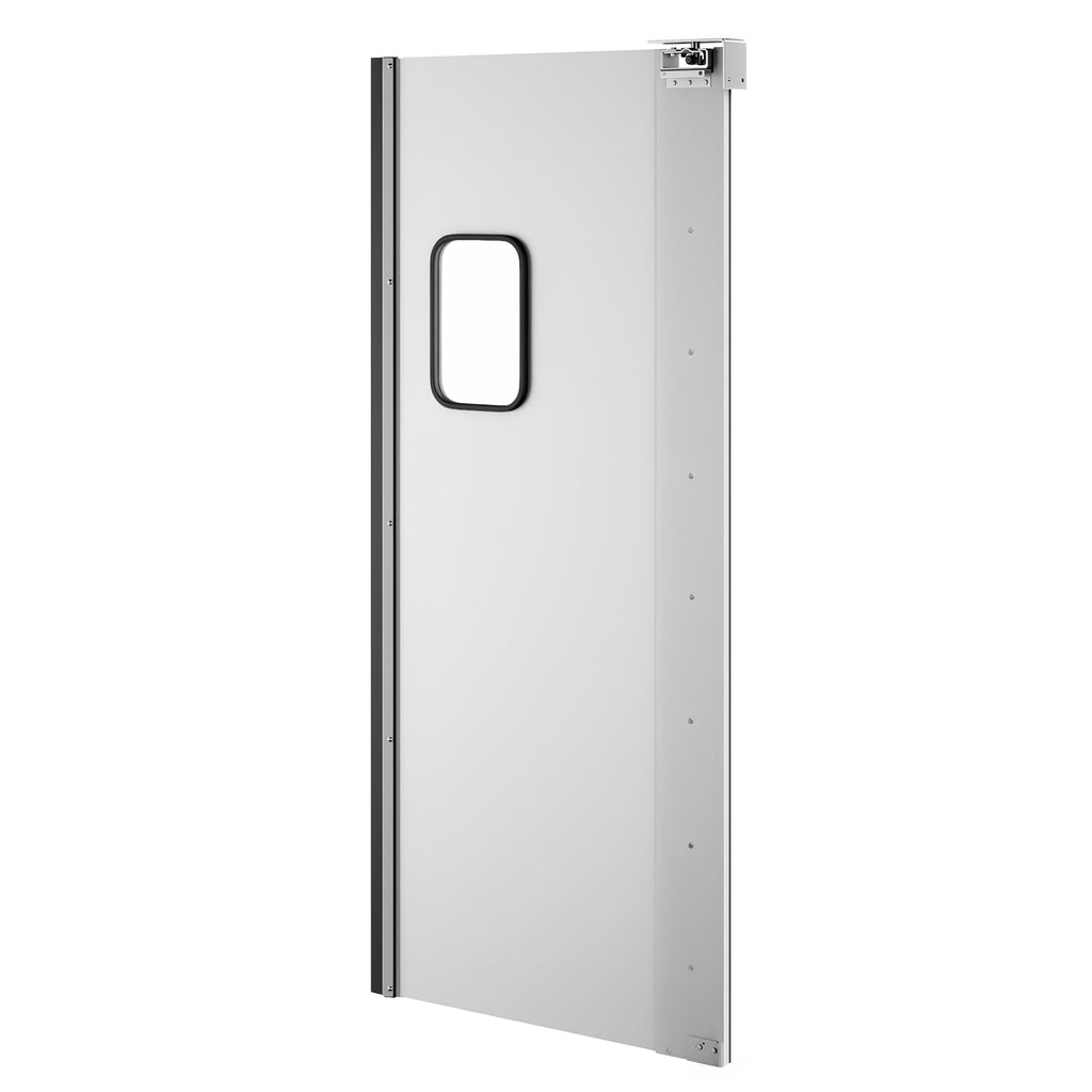 Commercial Single Aluminum Swinging Traffic Door with 9 In. x  14 In. Window - 36 In. x 84 In. Door Opening