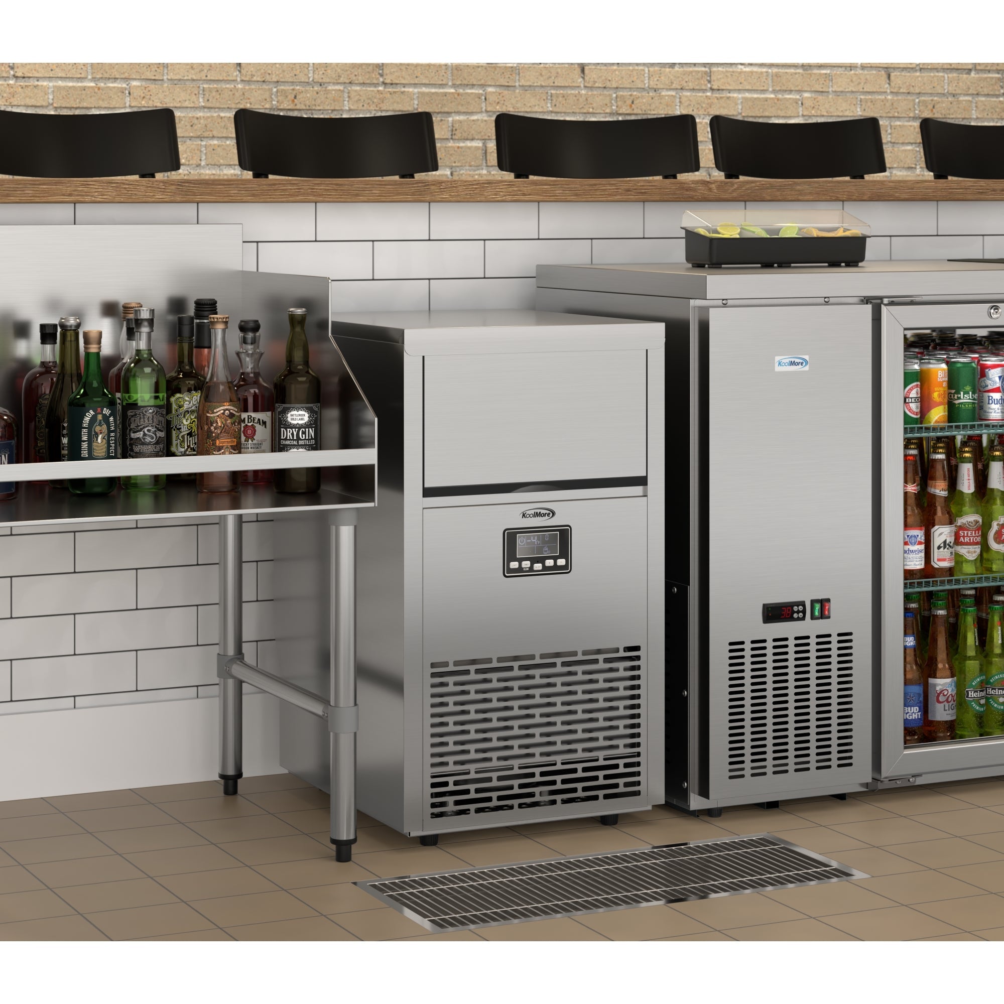 18 in. 100 lbs./24 hrs. Commercial & Residential Crescent Ice Maker with 30 lbs. of Storage Capacity in Stainless-Steel