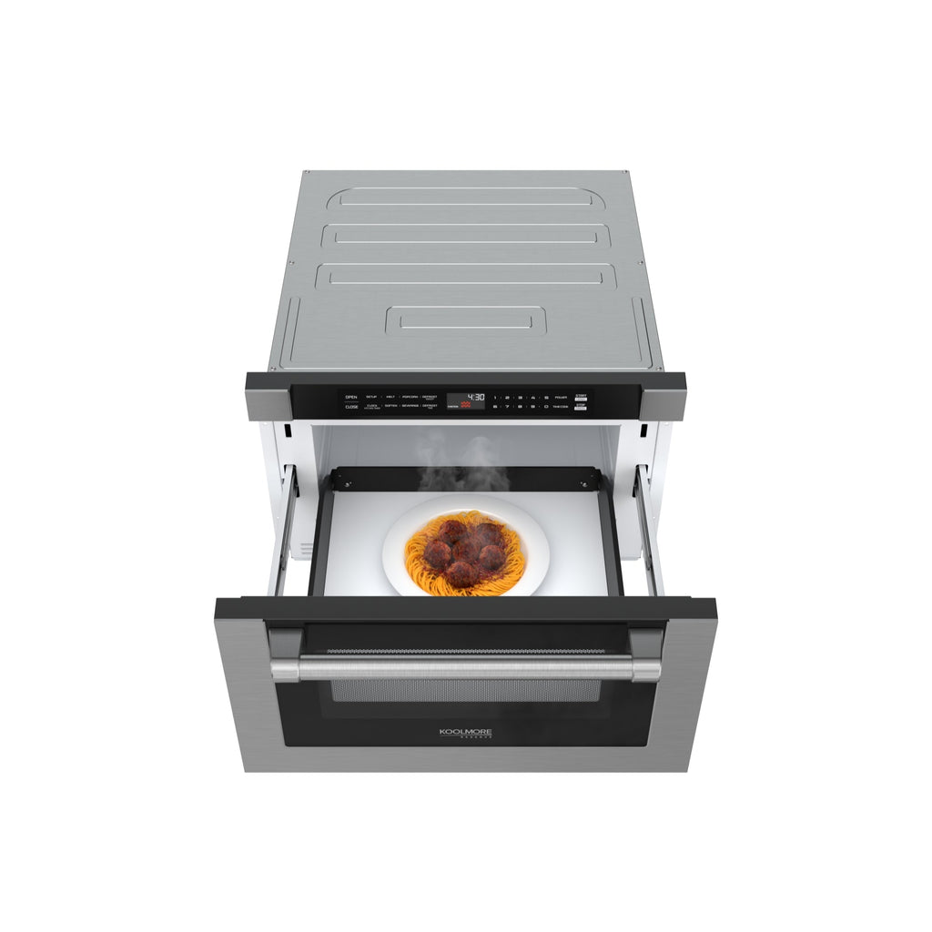 KoolMore Reserve 24 in. Stainless Steel Microwave Drawer, 1.2 Cu. Ft Capacity in Black
