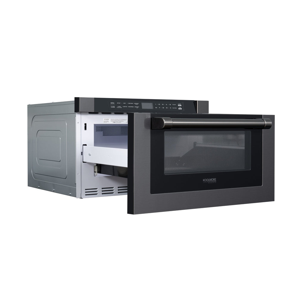 KoolMore Reserve 24 in. Stainless Steel Microwave Drawer, 1.2 Cu. Ft Capacity in Black