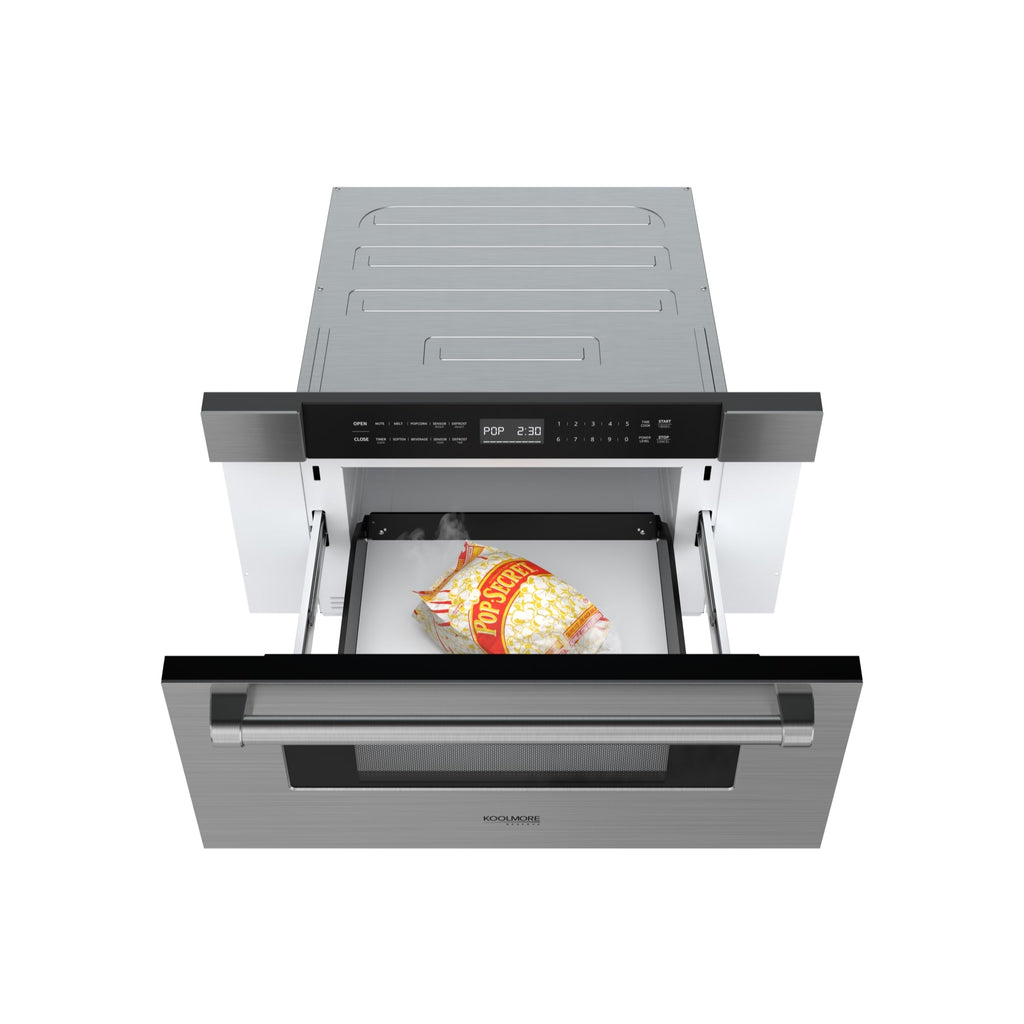 KoolMore Reserve 30 in. Stainless-Steel Microwave Drawer, 1.2 cu. ft. Capacity in Black