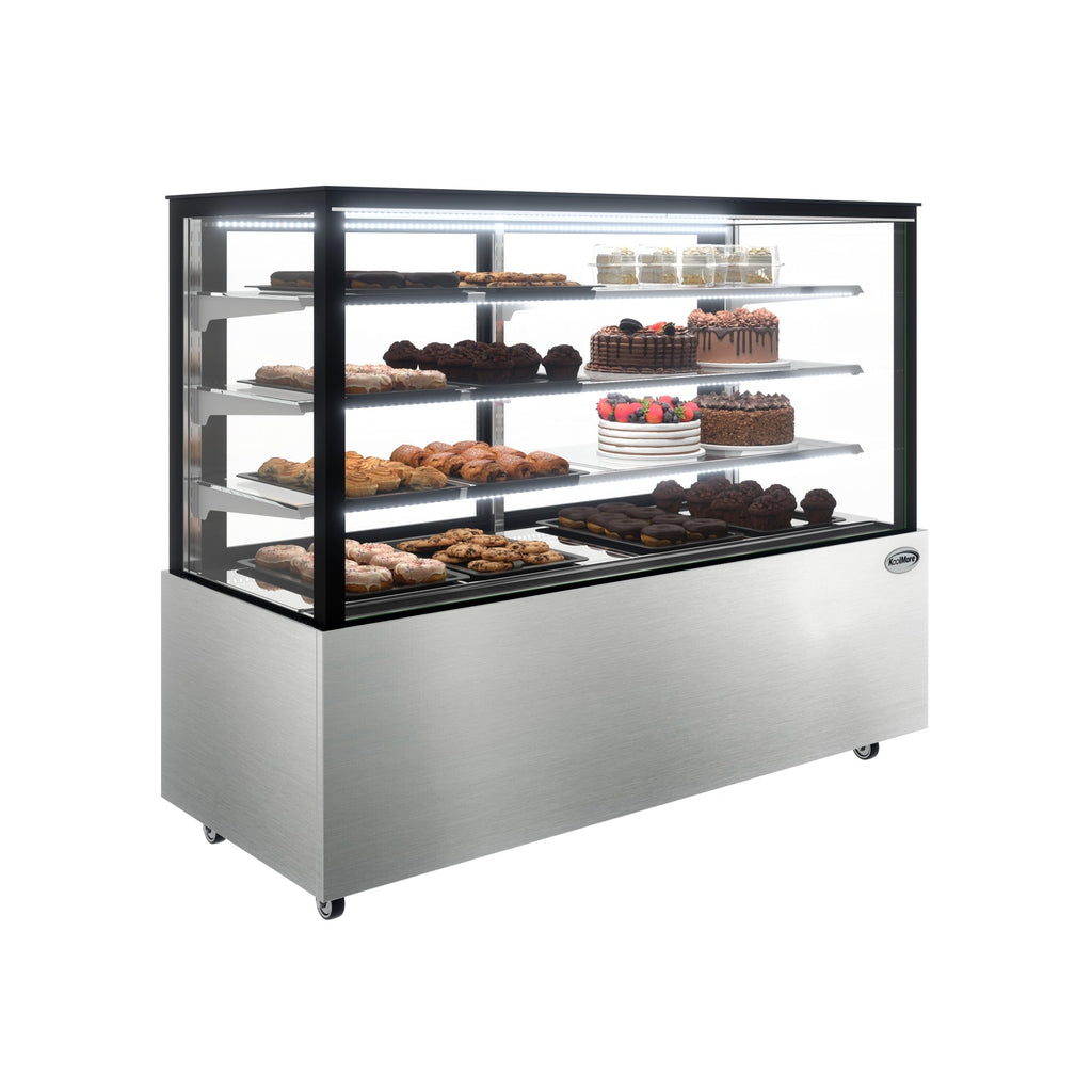 71 in. Refrigerated Bakery Display Case for Cakes, Stainless Steel Frame, 30 cu. ft.