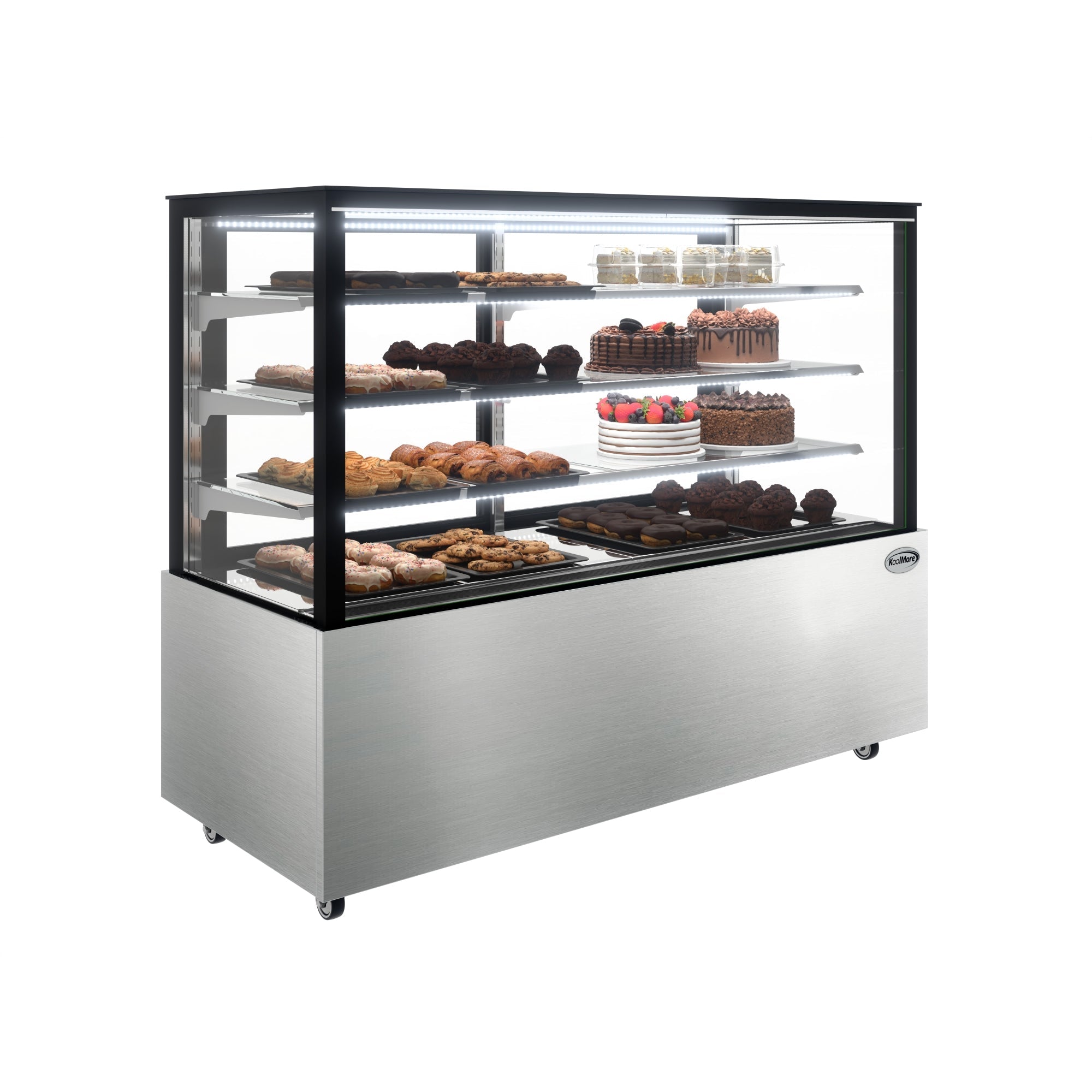 71 in. Refrigerated Bakery Display Case for Cakes, Stainless Steel Frame, 30 cu. ft.