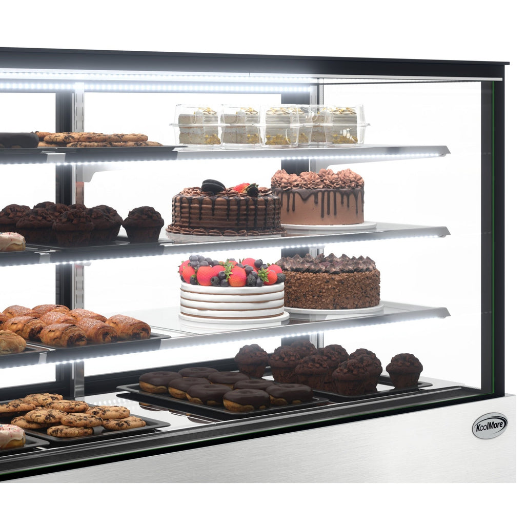 71 in. Refrigerated Bakery Display Case for Cakes, Stainless Steel Frame, 30 cu. ft.