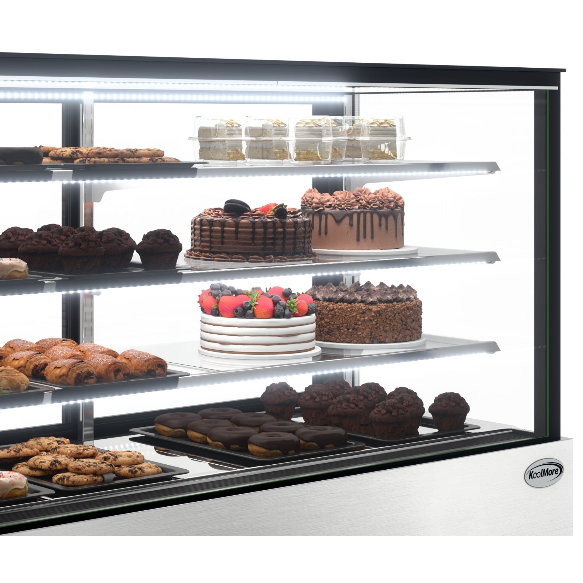 71 in. Refrigerated Bakery Display Case for Cakes, Stainless Steel Frame, 30 cu. ft.