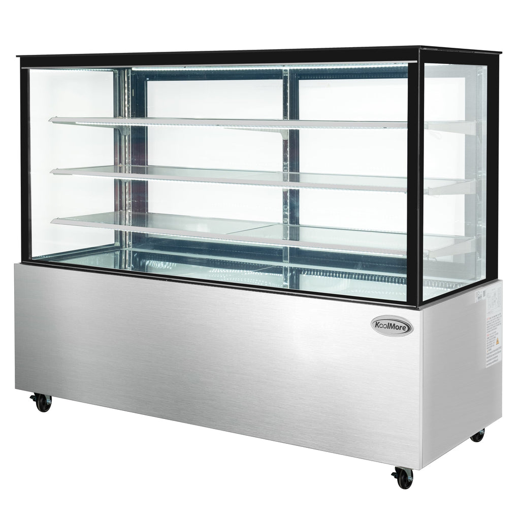 71 in. Refrigerated Bakery Display Case for Cakes, Stainless Steel Frame, 30 cu. ft.