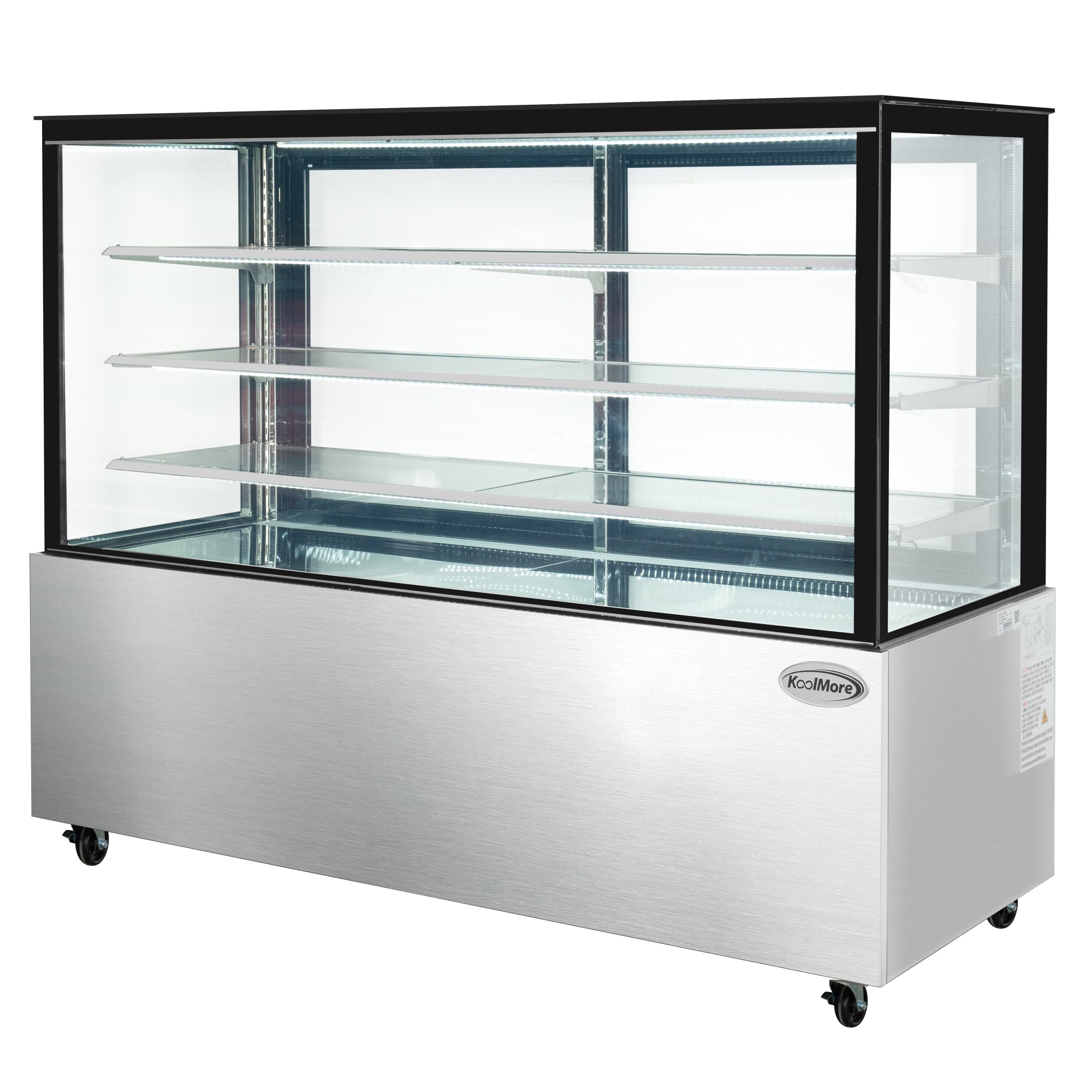71 in. Refrigerated Bakery Display Case for Cakes, Stainless Steel Frame, 30 cu. ft.