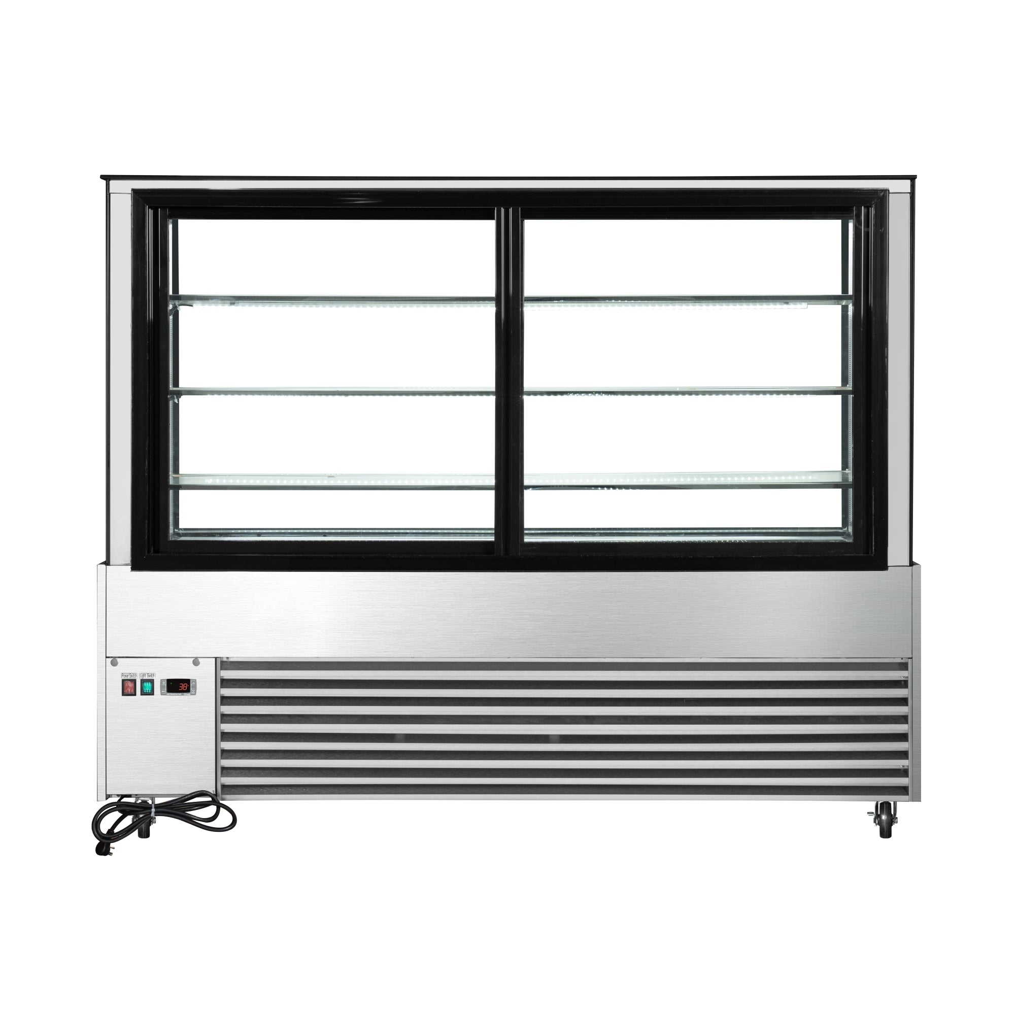 71 in. Refrigerated Bakery Display Case for Cakes, Stainless Steel Frame, 30 cu. ft.