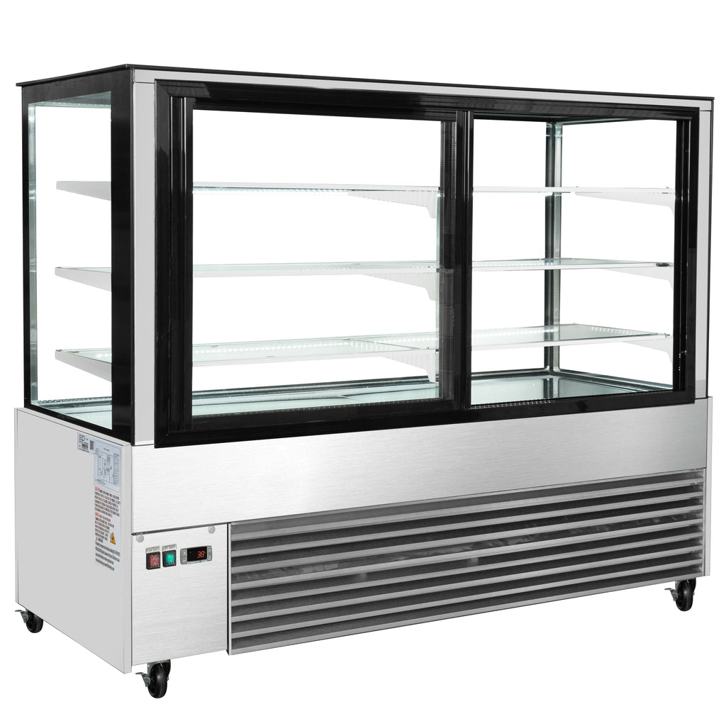 71 in. Refrigerated Bakery Display Case for Cakes, Stainless Steel Frame, 30 cu. ft.