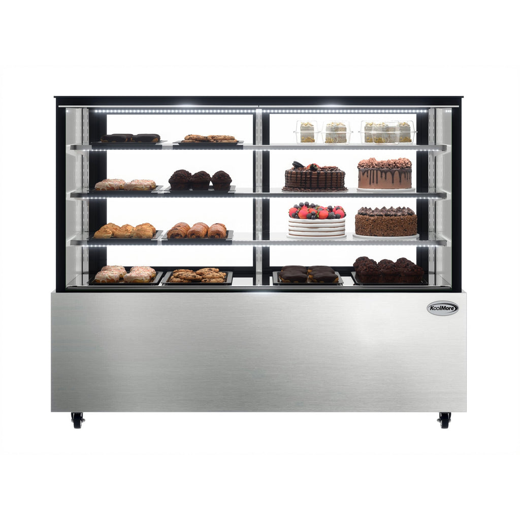 71 in. Refrigerated Bakery Display Case for Cakes, Stainless Steel Frame, 30 cu. ft.