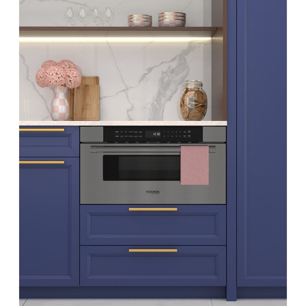 KoolMore Reserve 30 in. Stainless-Steel Microwave Drawer, 1.2 cu. ft. Capacity in Black