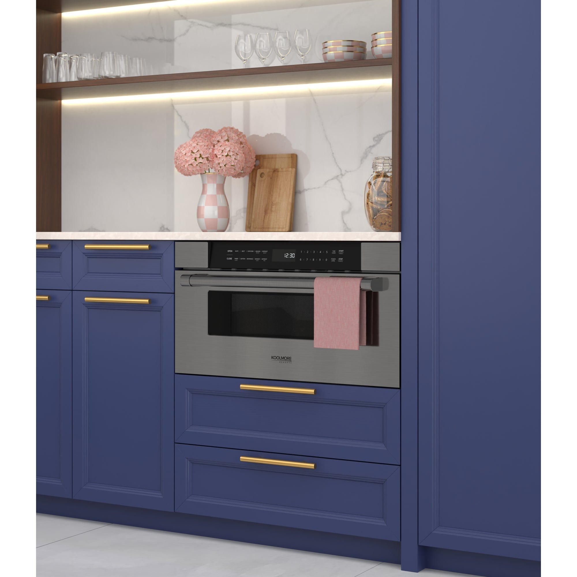 KoolMore Reserve 30 in. Stainless-Steel Microwave Drawer, 1.2 cu. ft. Capacity in Black