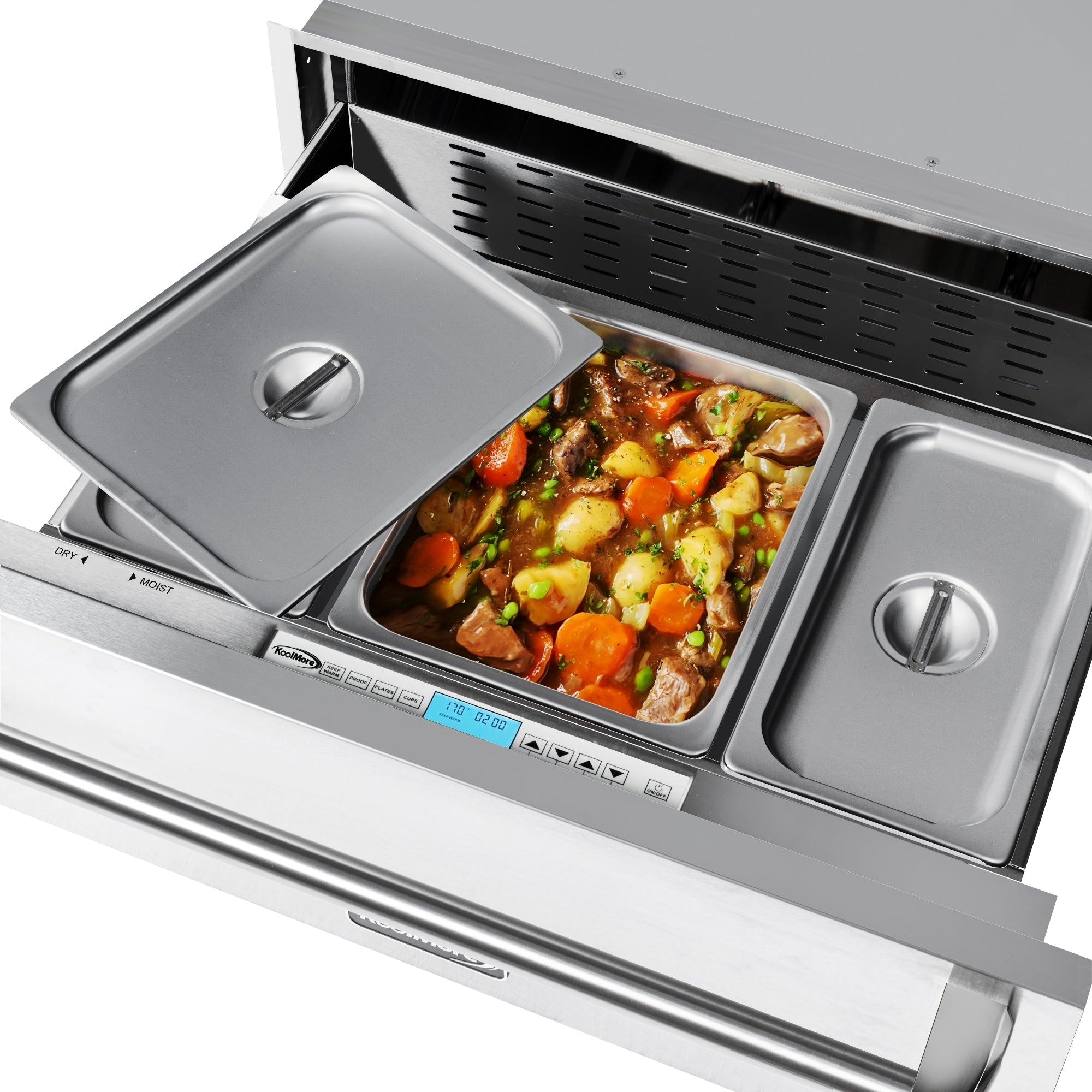 30 in. Warming Drawer with Three Compartments in Stainless-Steel