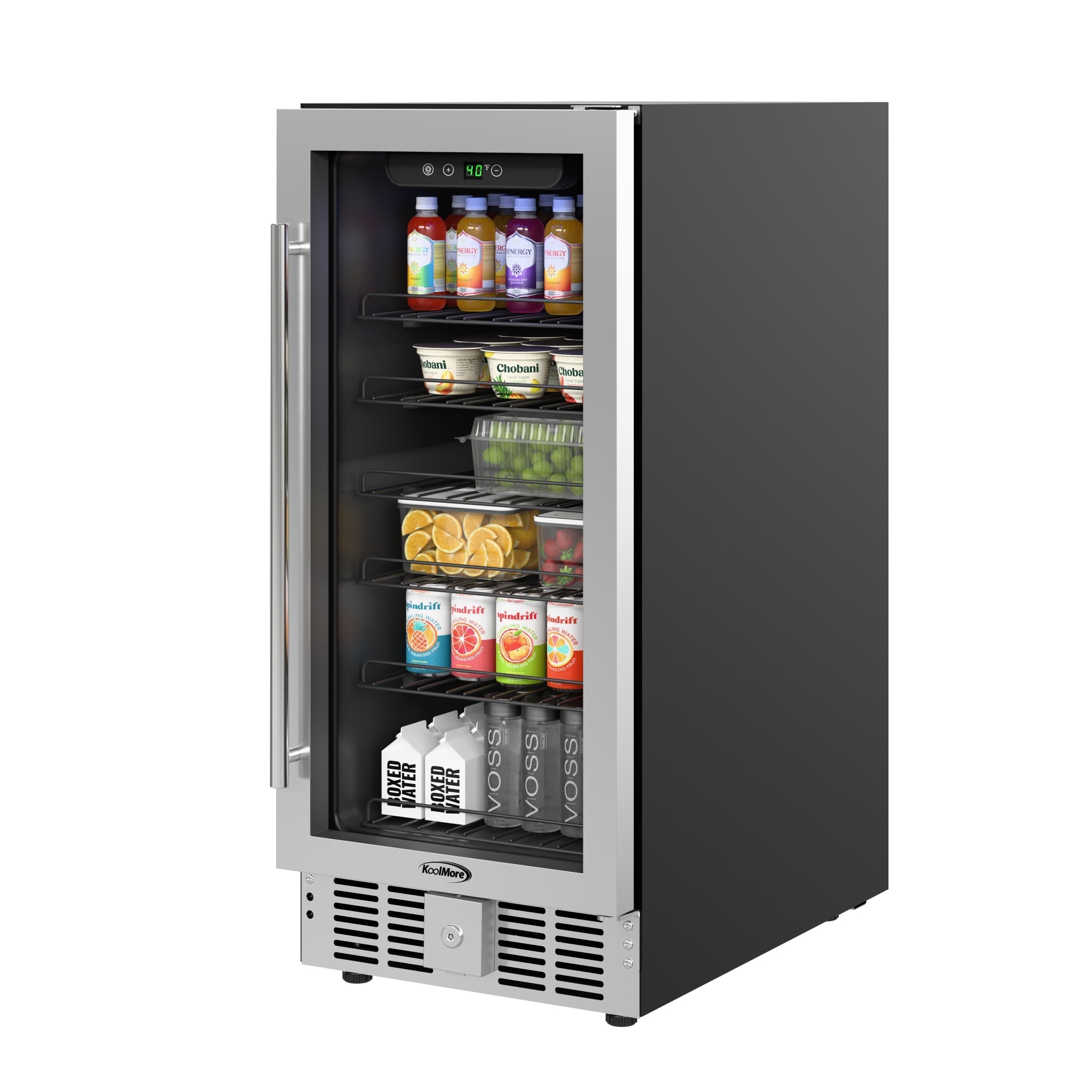 15 in. Small Stainless Steel, Glass-Door Built-In Refrigerator and Beverage Cooler, 3 cu. ft.