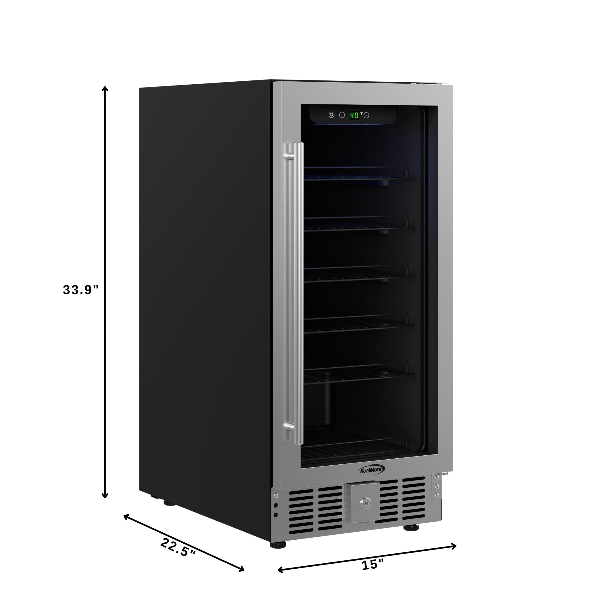 15 in. Small Stainless Steel, Glass-Door Built-In Refrigerator and Beverage Cooler, 3 cu. ft. - Wrap
