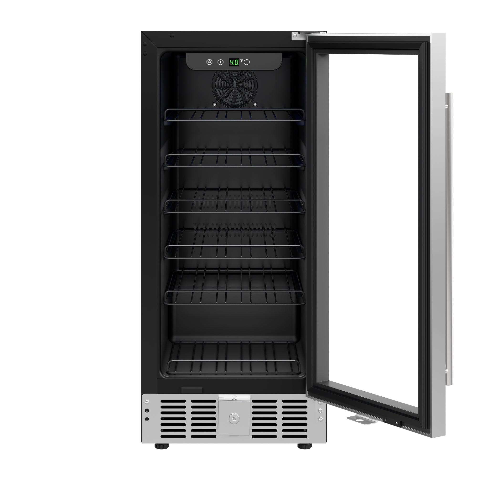 15 in. Small Stainless Steel, Glass-Door Built-In Refrigerator and Beverage Cooler, 3 cu. ft.
