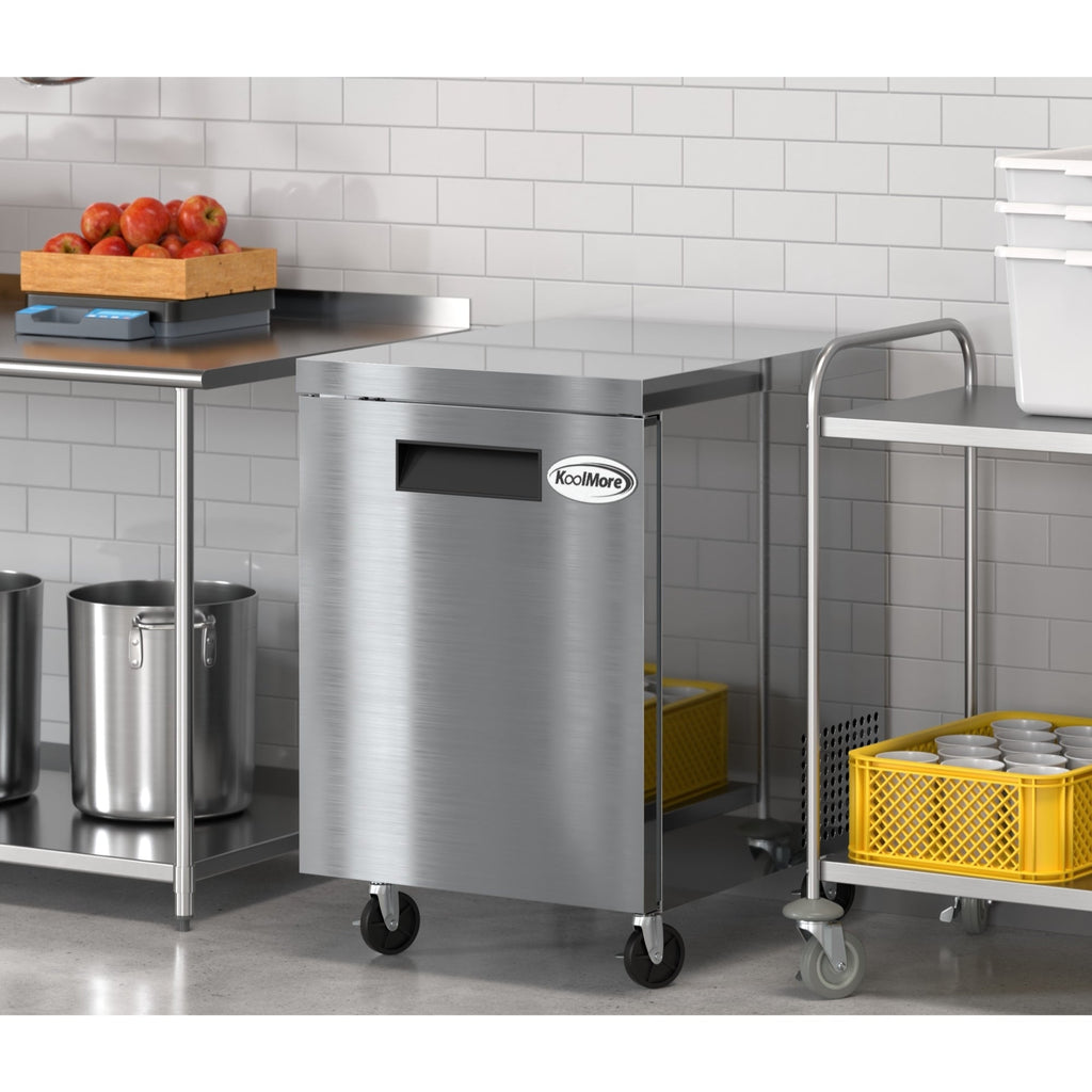 27 in. One Door Commercial Undercounter Refrigerator 5 cu. ft. in Stainless-Steel