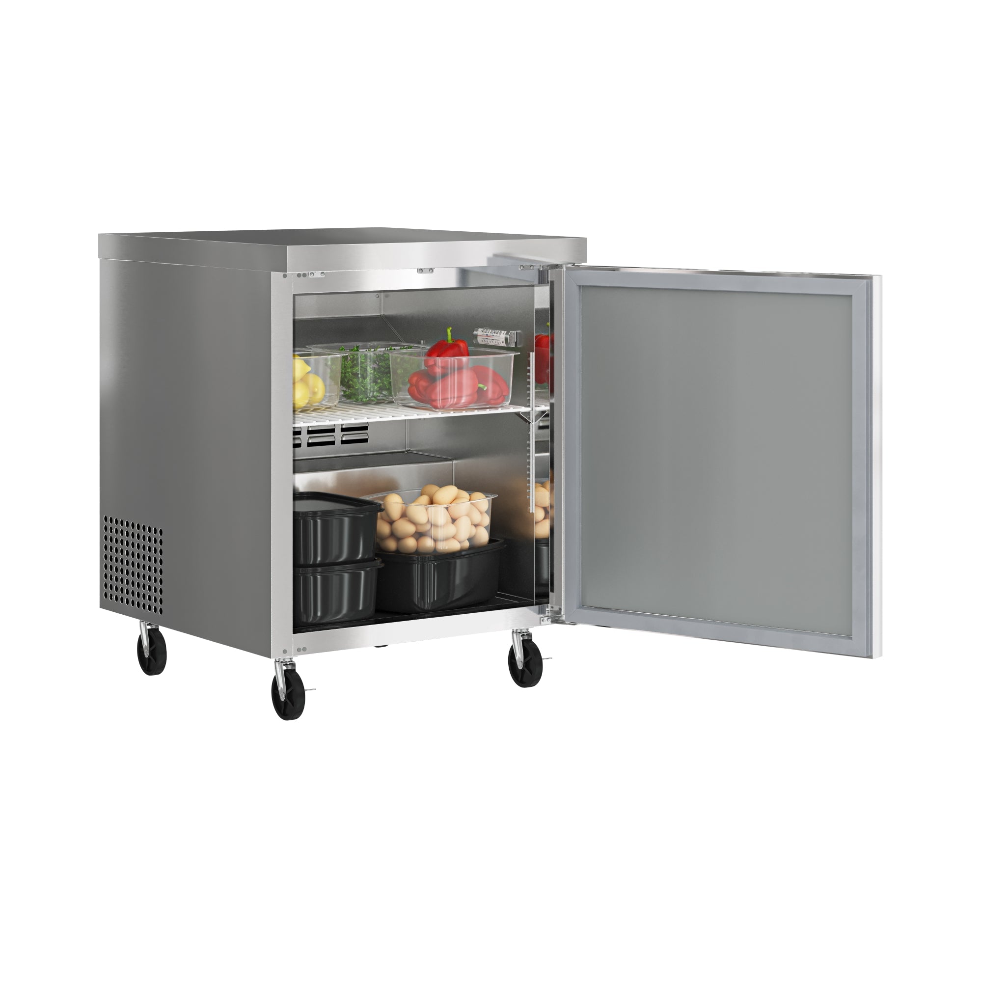27 in. One Door Commercial Undercounter Refrigerator 5 cu. ft. in Stainless-Steel
