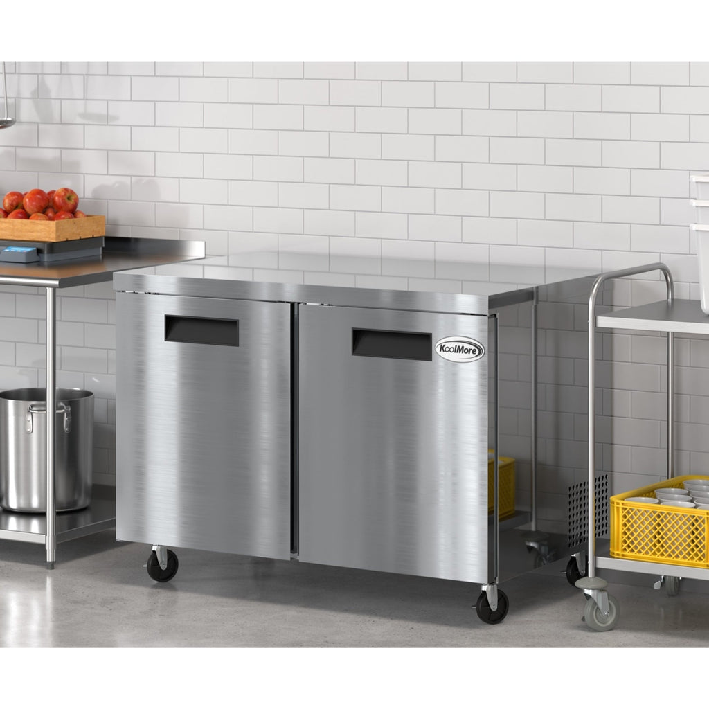 48 in. Two Door Commercial Undercounter Refrigerator in Stainless-Steel 11 cu. ft.