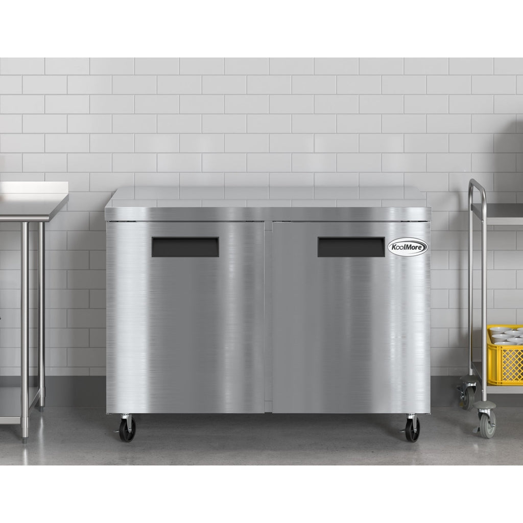 48 in. Two Door Commercial Undercounter Refrigerator in Stainless-Steel 11 cu. ft.