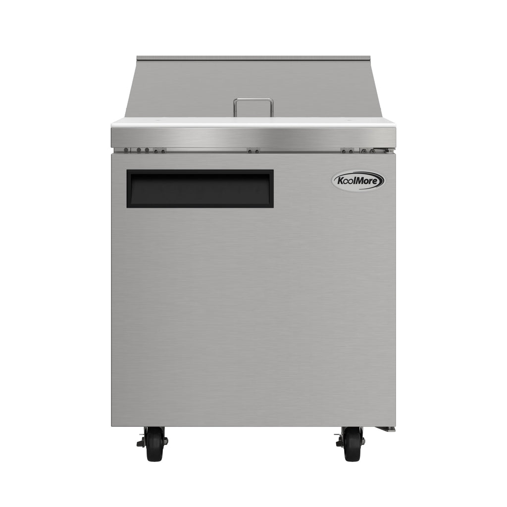 27 in. Commercial 1-Door Refrigerated Salad and Sandwich Prep Table, 8 Pan Capacity and 8 Cu. Ft. of Storage in Stainless-Steel
