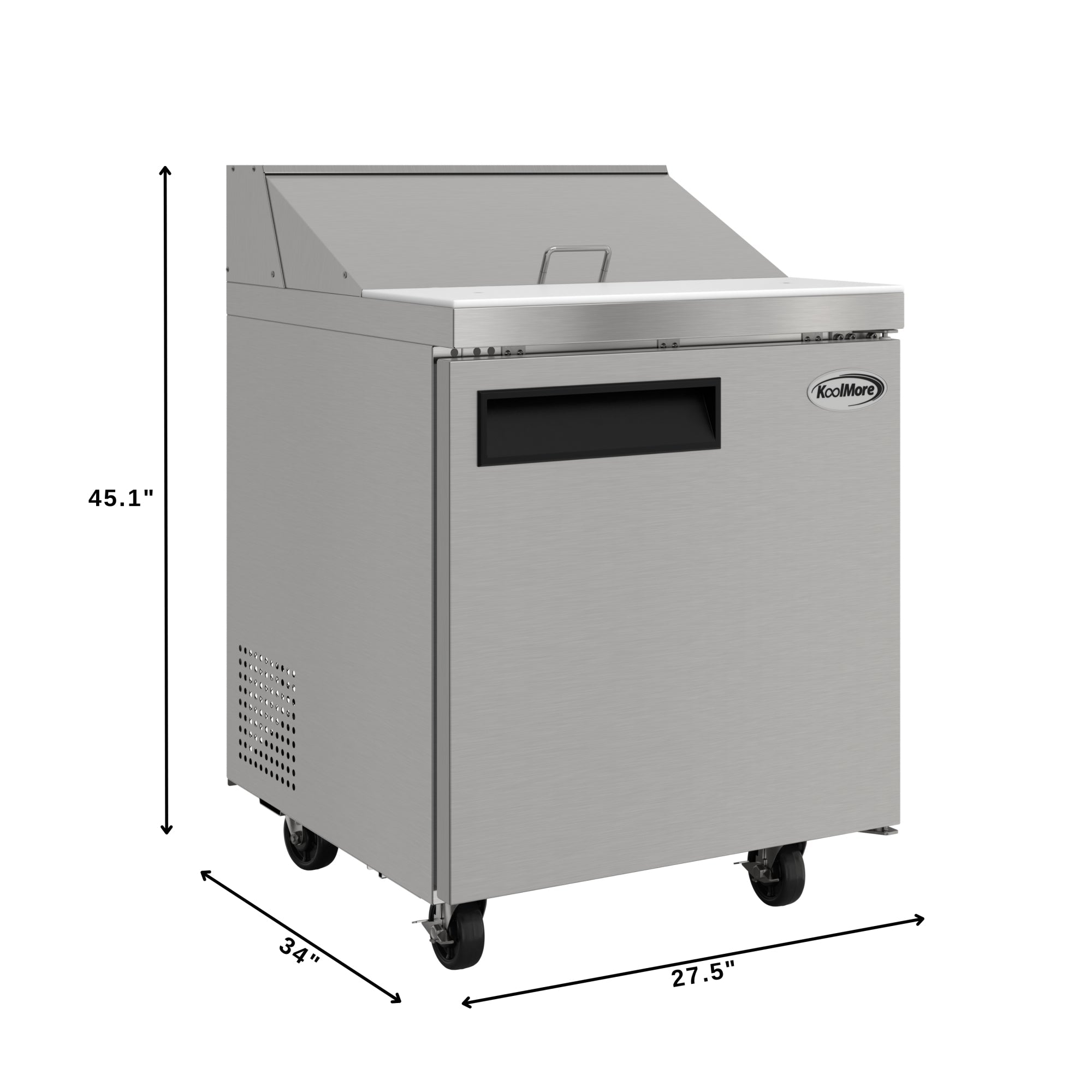 27 in. Commercial 1-Door Refrigerated Salad and Sandwich Prep Table, 8 Pan Capacity and 8 Cu. Ft. of Storage in Stainless-Steel