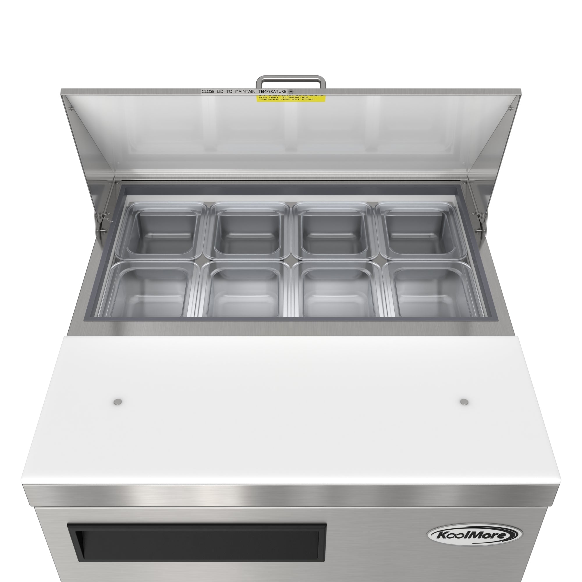 27 in. Commercial 1-Door Refrigerated Salad and Sandwich Prep Table, 8 Pan Capacity and 8 Cu. Ft. of Storage in Stainless-Steel