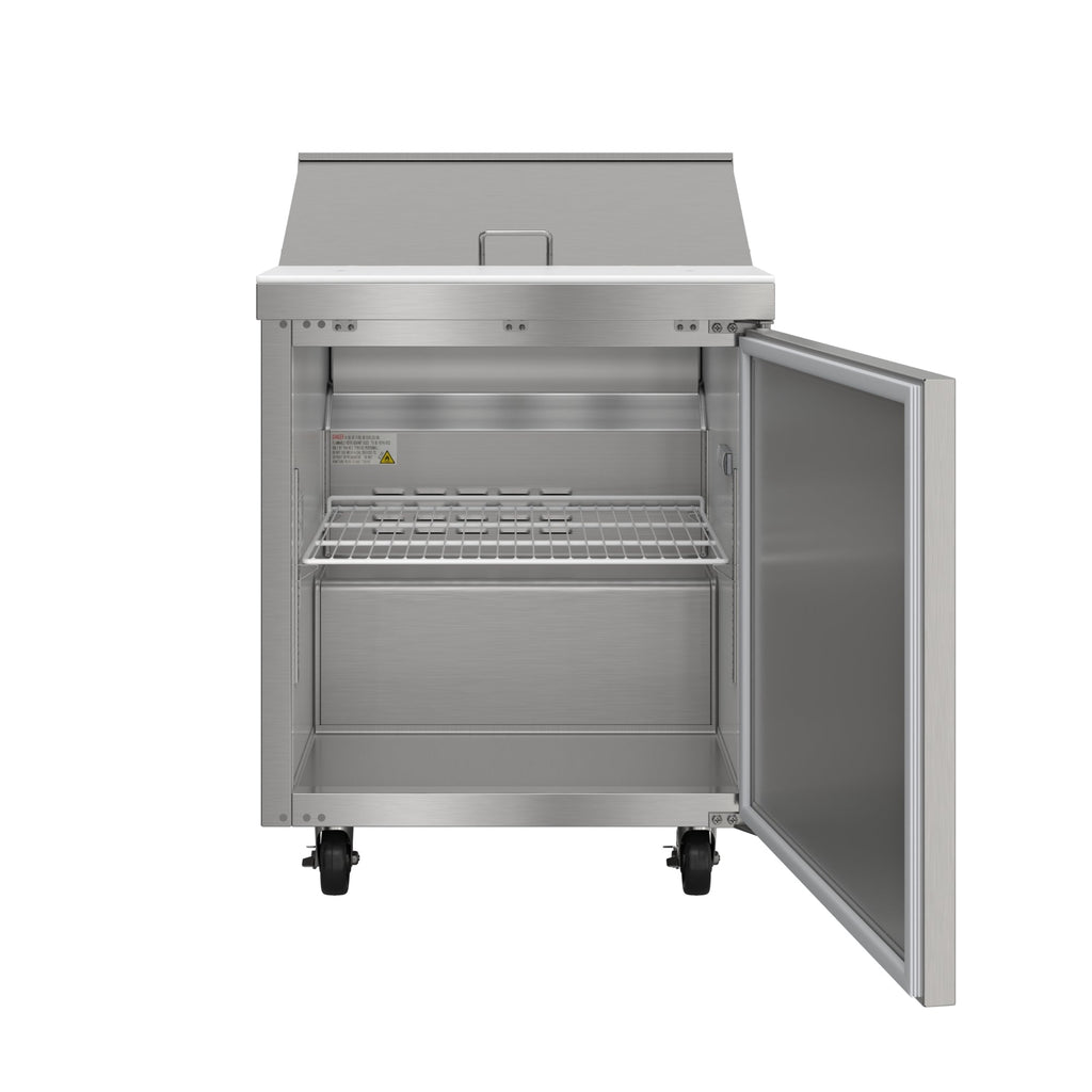 27 in. Commercial 1-Door Refrigerated Salad and Sandwich Prep Table, 8 Pan Capacity and 8 Cu. Ft. of Storage in Stainless-Steel