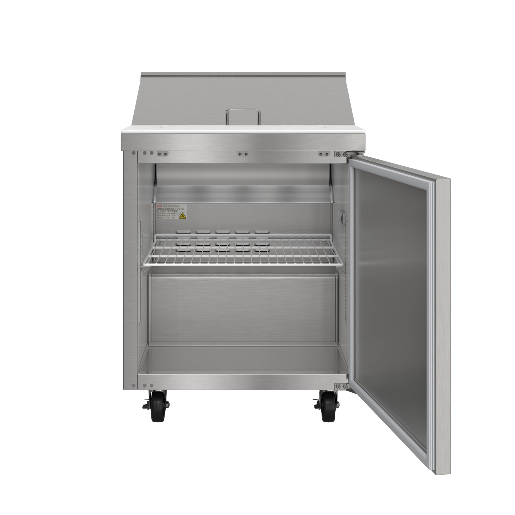 27 in. Commercial 1-Door Refrigerated Salad and Sandwich Prep Table, 8 Pan Capacity and 8 Cu. Ft. of Storage in Stainless-Steel