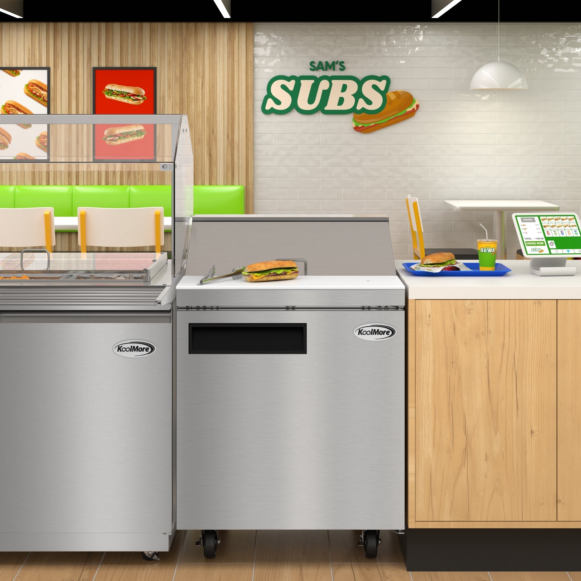 27 in. Commercial 1-Door Refrigerated Salad and Sandwich Prep Table, 8 Pan Capacity and 8 Cu. Ft. of Storage in Stainless-Steel