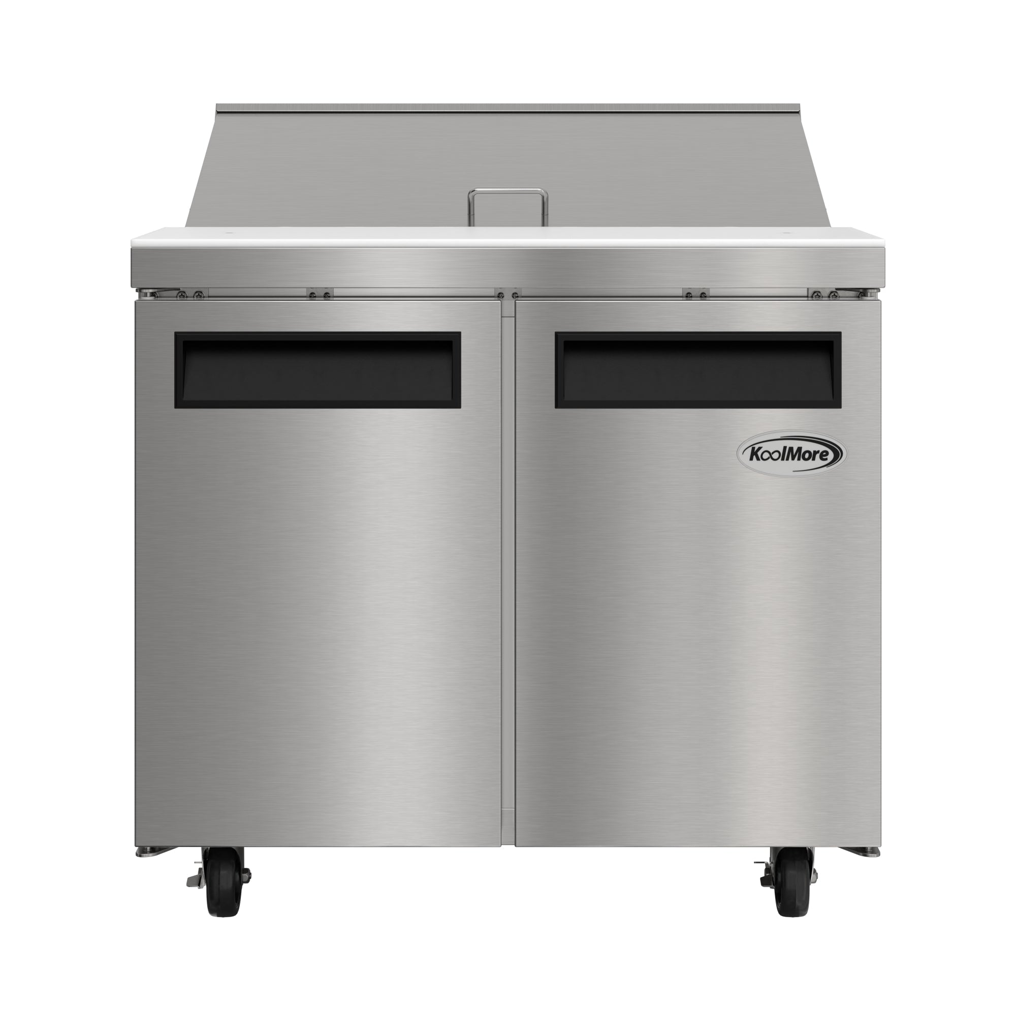 36 in. Commercial 2-Door Refrigerated Salad and Sandwich Prep Table, 10 Pan Capacity and 11 Cu. Ft. of Storage in Stainless-Steel