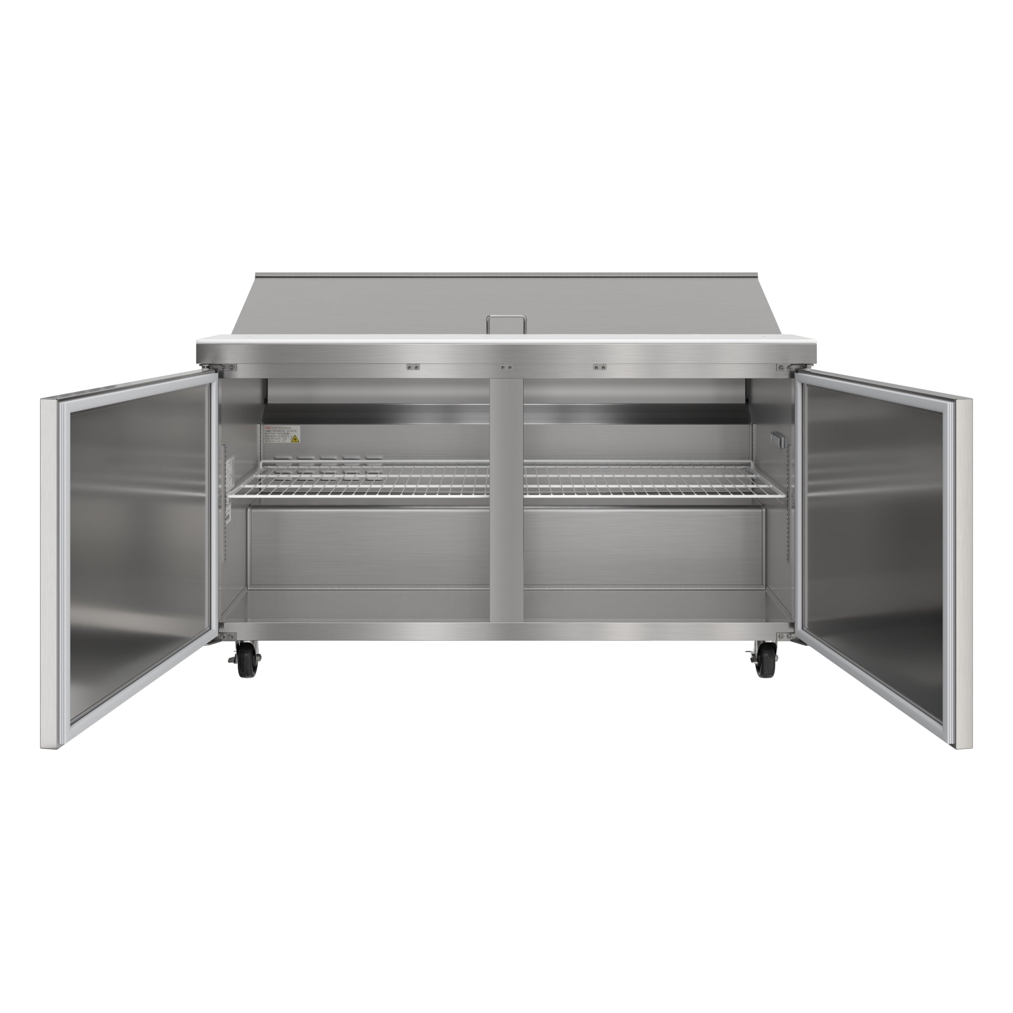 60 in. Commercial 2-Door Refrigerated Salad and Sandwich Prep Table, 16 Pan Capacity and 18.4 Cu. Ft. of Storage in Stainless-Steel