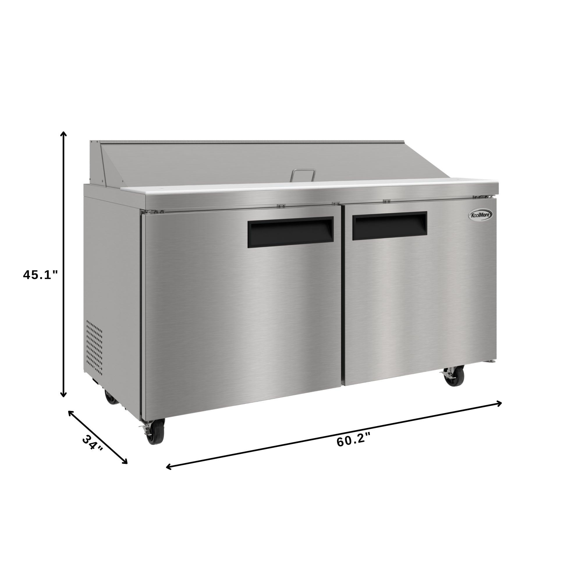 60 in. Commercial 2-Door Refrigerated Salad and Sandwich Prep Table, 16 Pan Capacity and 18.4 Cu. Ft. of Storage in Stainless-Steel