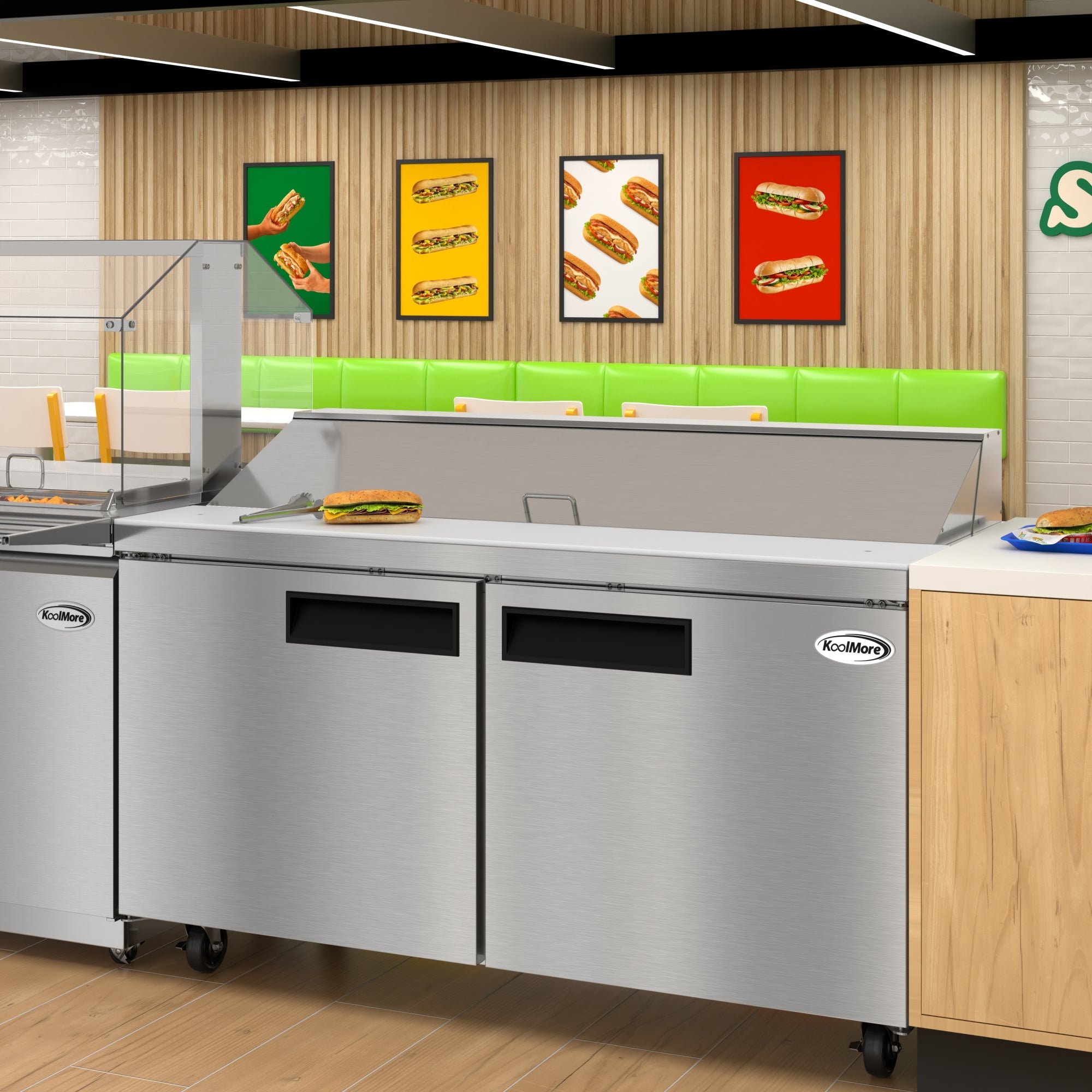 60 in. Commercial 2-Door Refrigerated Salad and Sandwich Prep Table, 16 Pan Capacity and 18.4 Cu. Ft. of Storage in Stainless-Steel