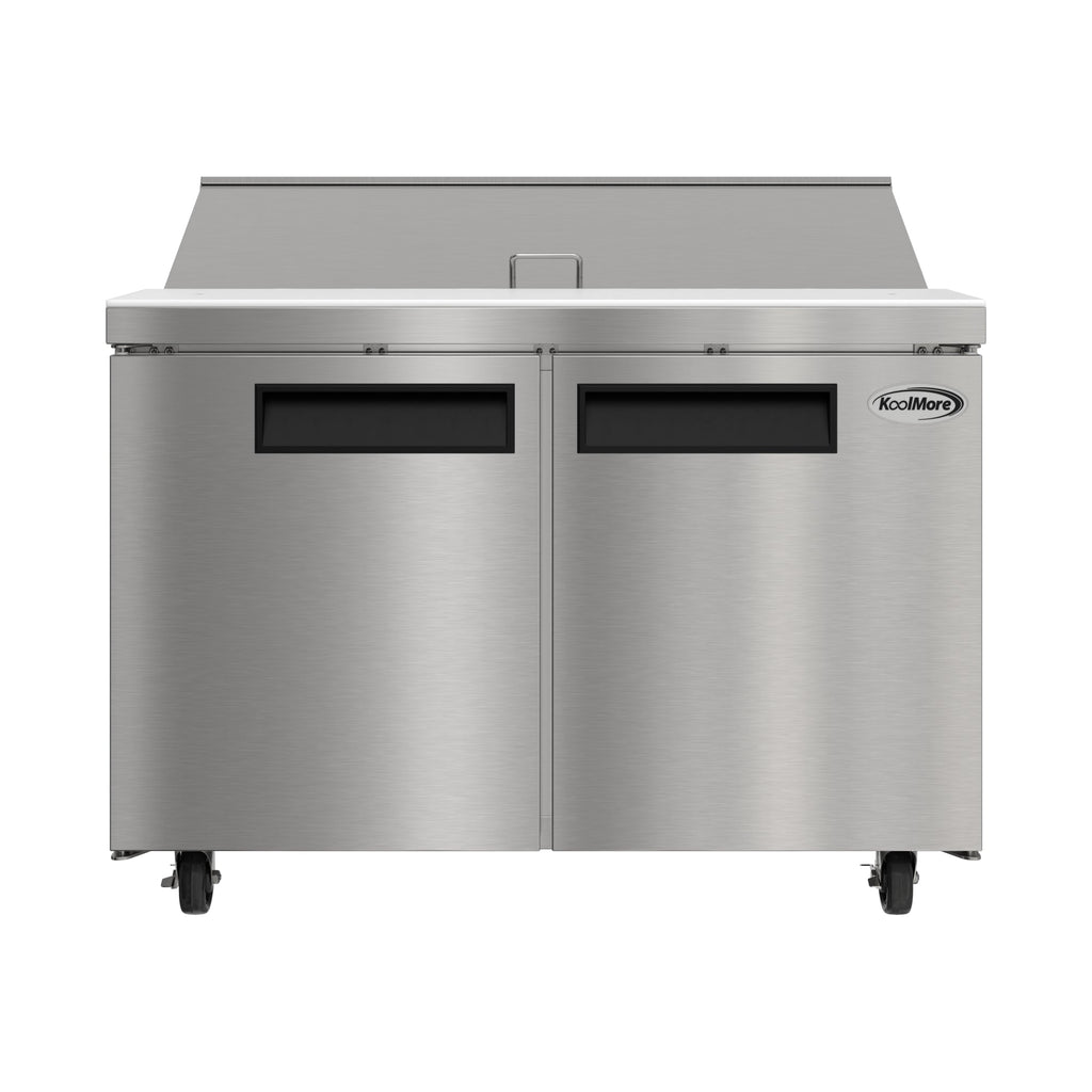 46 in. Commercial 2-Door Refrigeratd Salad and Sandwich Prep Table, 12 Pan Capacity and 14 Cu. Ft. of Storage in Stainless-Steel