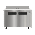 46 in. Commercial 2-Door Refrigeratd Salad and Sandwich Prep Table, 12 Pan Capacity and 14 Cu. Ft. of Storage in Stainless-Steel