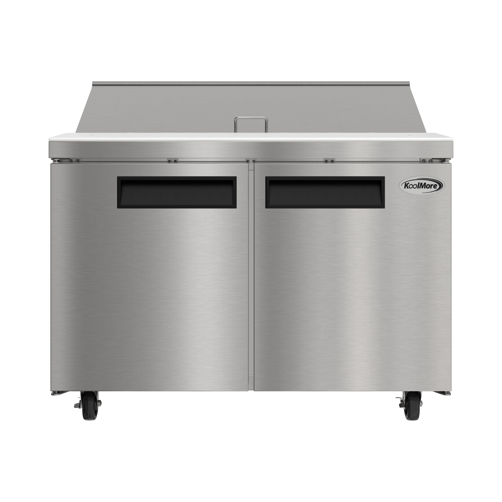 46 in. Commercial 2-Door Refrigeratd Salad and Sandwich Prep Table, 12 Pan Capacity and 14 Cu. Ft. of Storage in Stainless-Steel