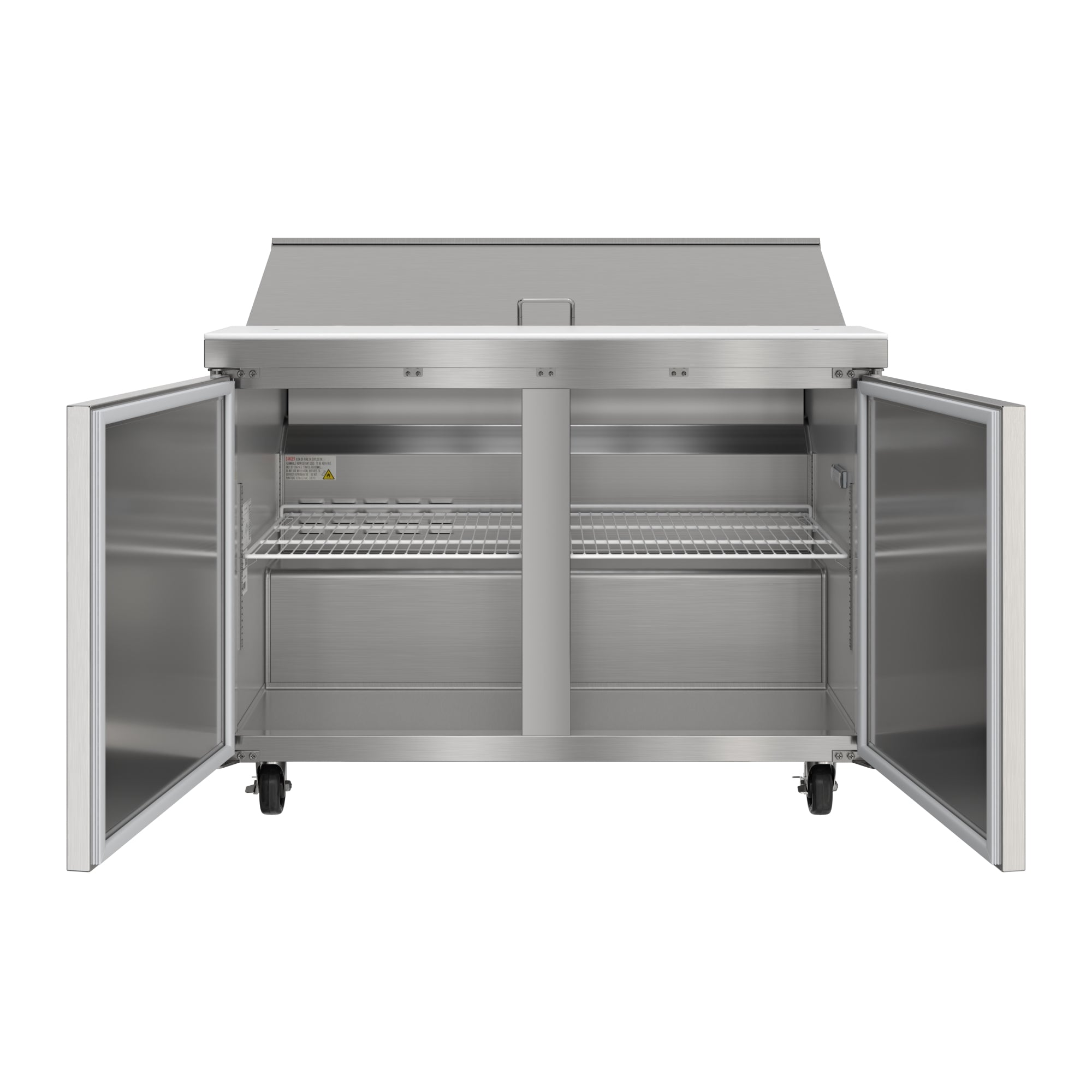 46 in. Commercial 2-Door Refrigeratd Salad and Sandwich Prep Table, 12 Pan Capacity and 14 Cu. Ft. of Storage in Stainless-Steel