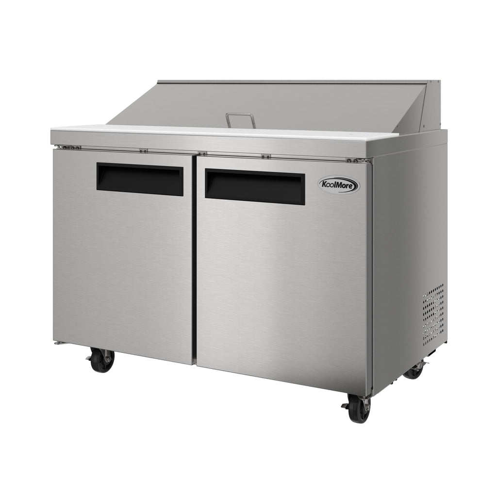 46 in. Commercial 2-Door Refrigeratd Salad and Sandwich Prep Table, 12 Pan Capacity and 14 Cu. Ft. of Storage in Stainless-Steel