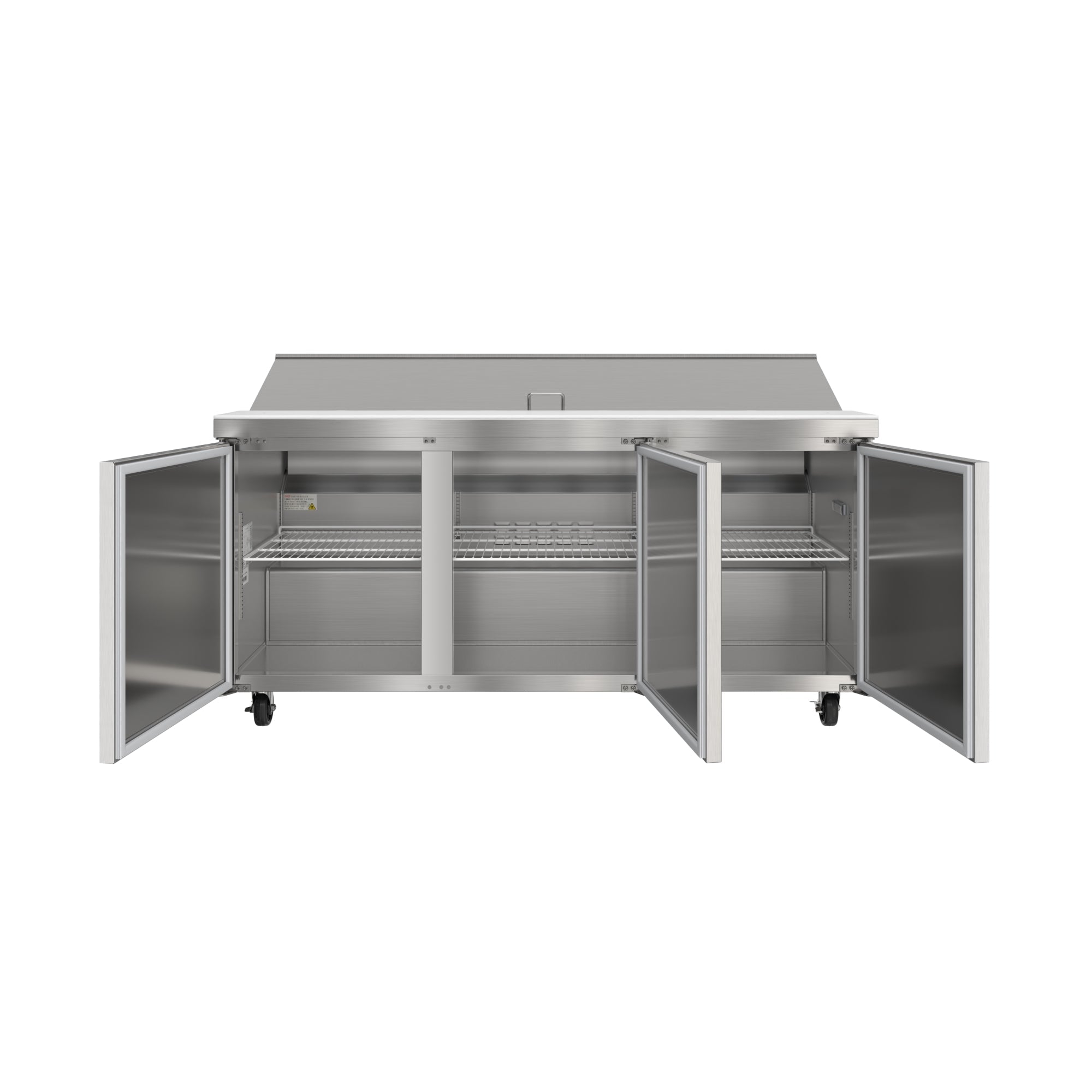 70 in. Commercial 3-Door Refrigerated Salad and Sandwich Prep Table, 18 Pan Capacity and 22 Cu. Ft. of Storage in Stainless-Steel