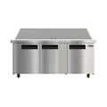 70 in. Commercial 3-Door Refrigerated Mega Salad and Sandwich Prep Table, 30 Pan Capacity and 22 Cu. Ft. of Storage in Stainless-Steel