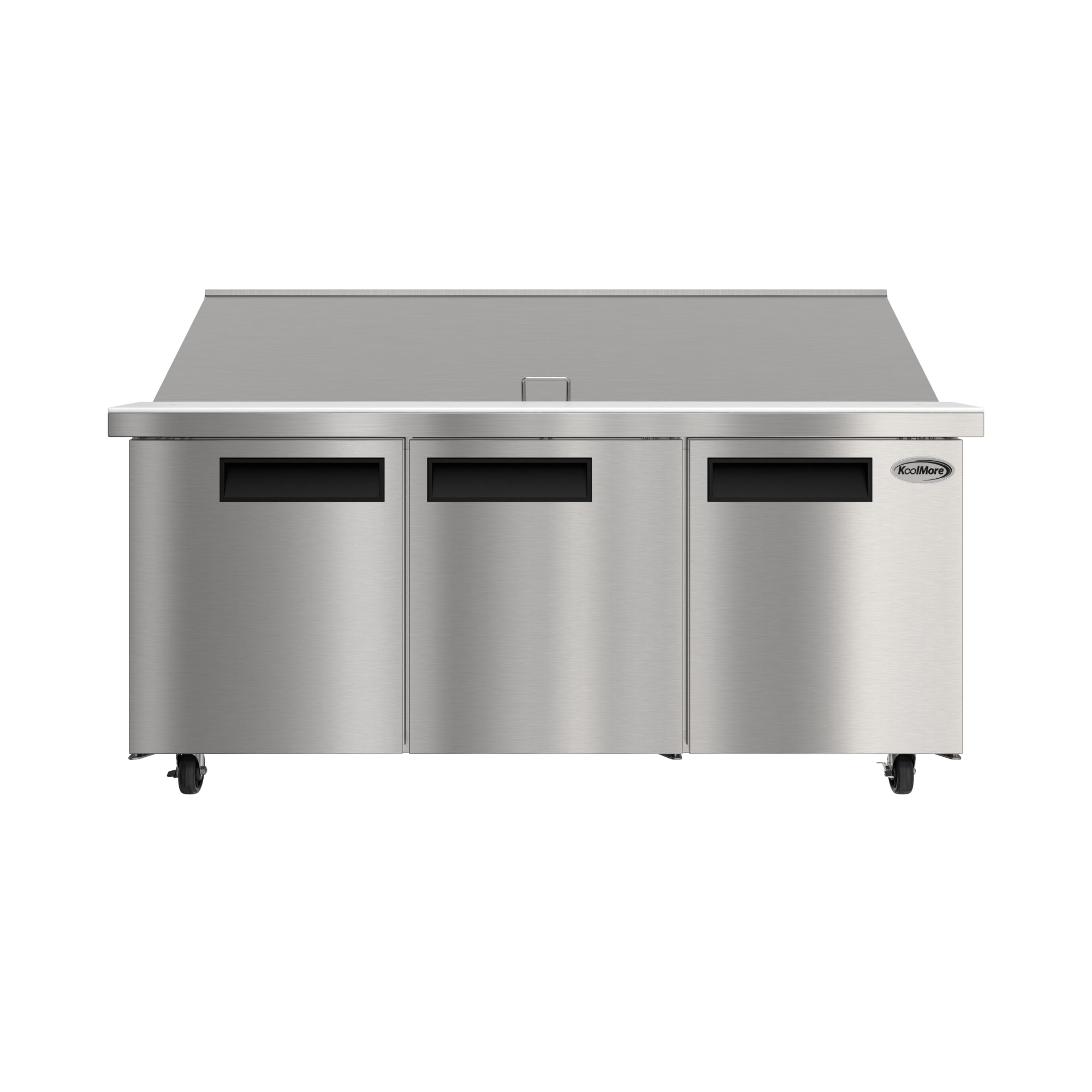 70 in. Commercial 3-Door Refrigerated Mega Salad and Sandwich Prep Table, 30 Pan Capacity and 22 Cu. Ft. of Storage in Stainless-Steel