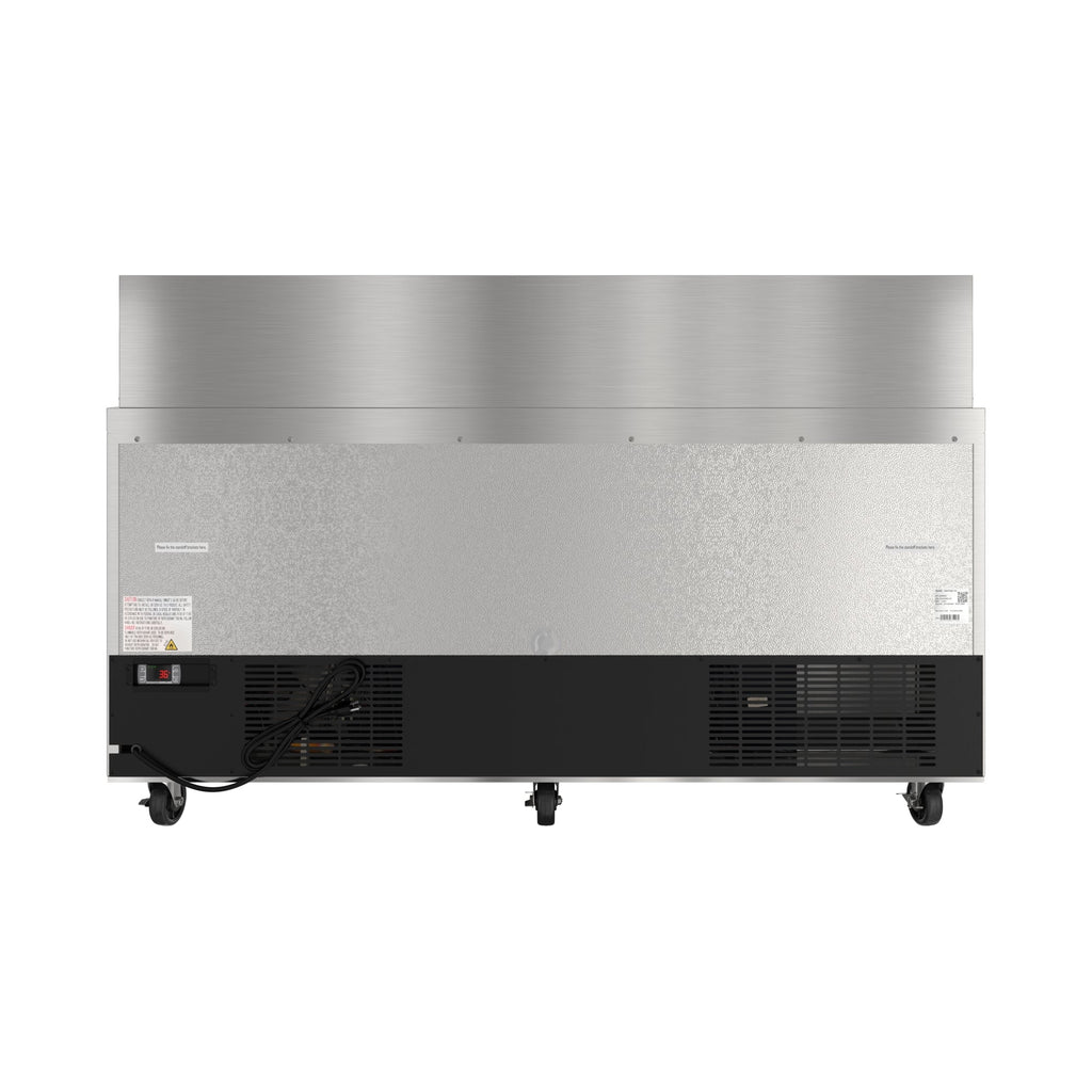 70 in. Commercial 3-Door Refrigerated Mega Salad and Sandwich Prep Table, 30 Pan Capacity and 22 Cu. Ft. of Storage in Stainless-Steel