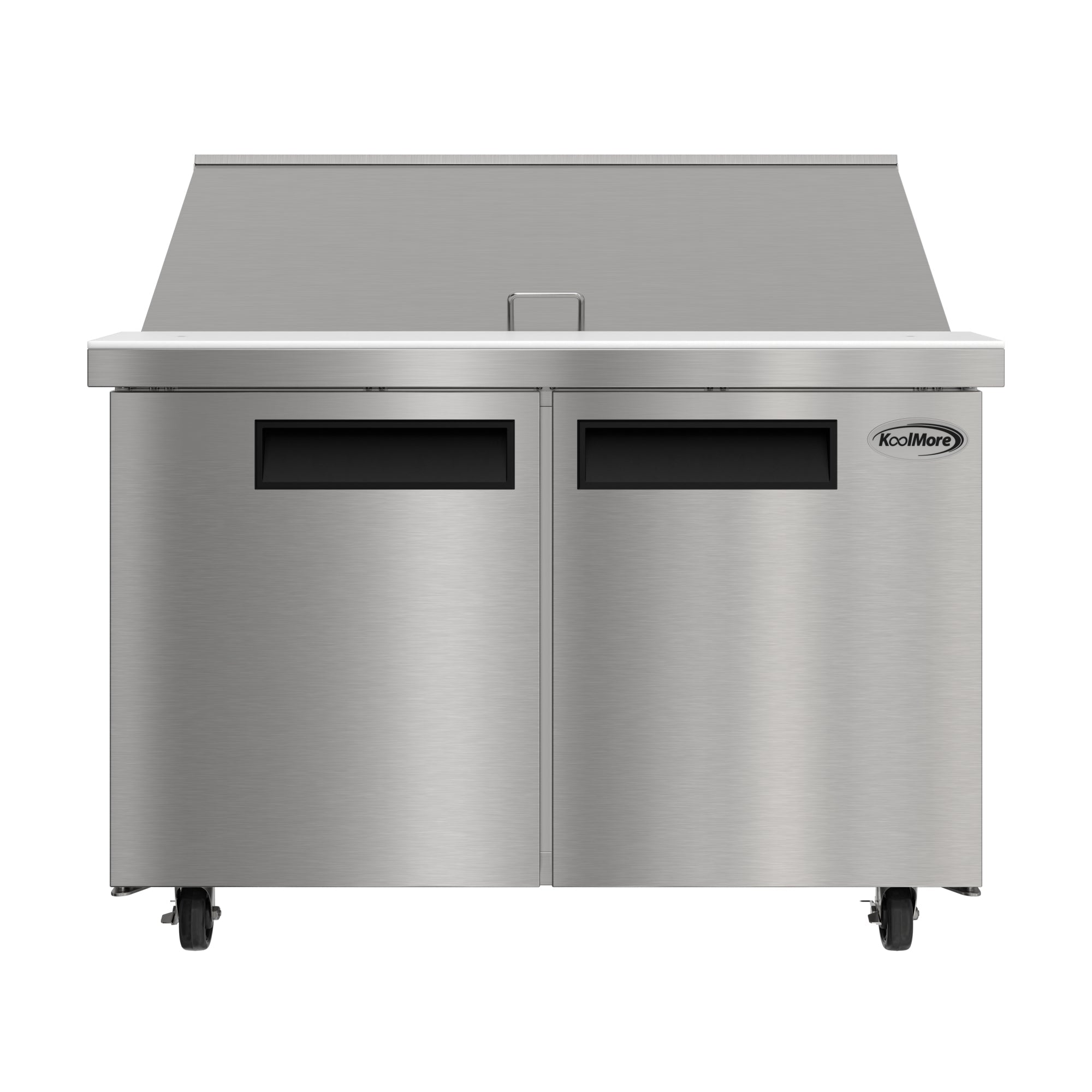 46 in. Commercial 2-Door Refrigerated Mega Salad and Sandwich Prep Table, 18 Pan Capacity and 14 Cu. Ft. of Storage in Stainless-Steel