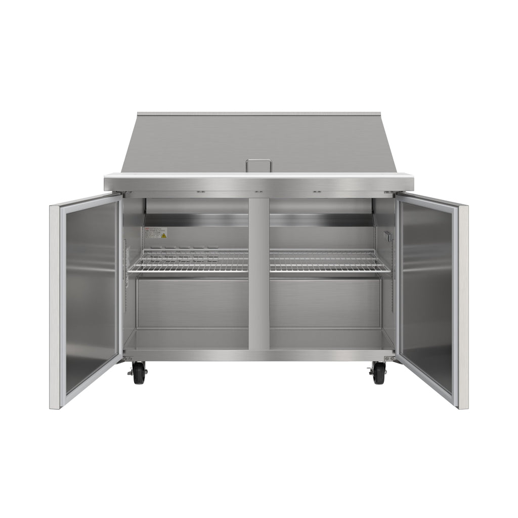 46 in. Commercial 2-Door Refrigerated Mega Salad and Sandwich Prep Table, 18 Pan Capacity and 14 Cu. Ft. of Storage in Stainless-Steel