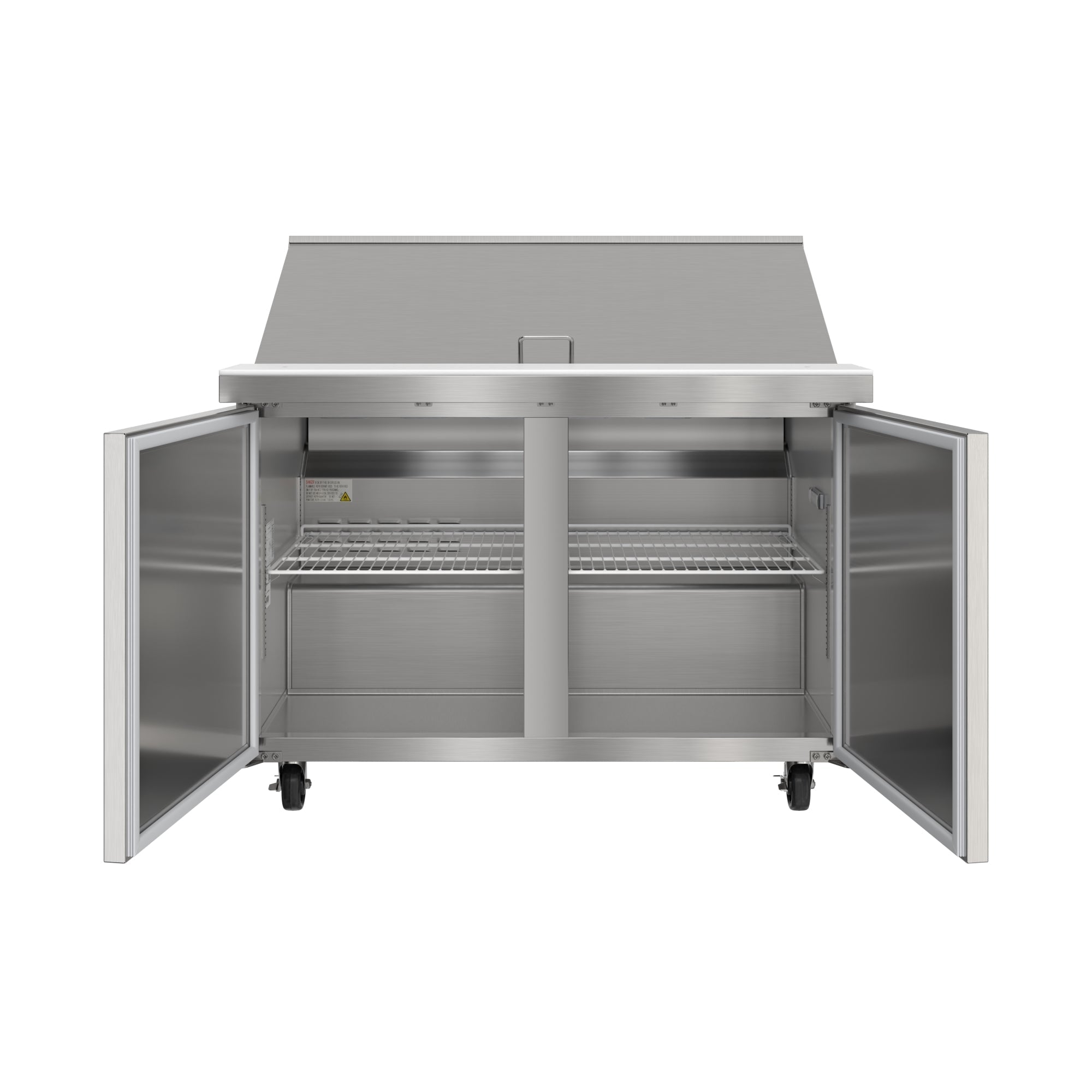 46 in. Commercial 2-Door Refrigerated Mega Salad and Sandwich Prep Table, 18 Pan Capacity and 14 Cu. Ft. of Storage in Stainless-Steel